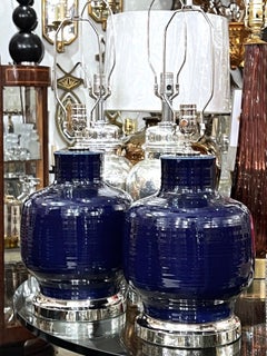 Pair of Cobalt Blue Lamps