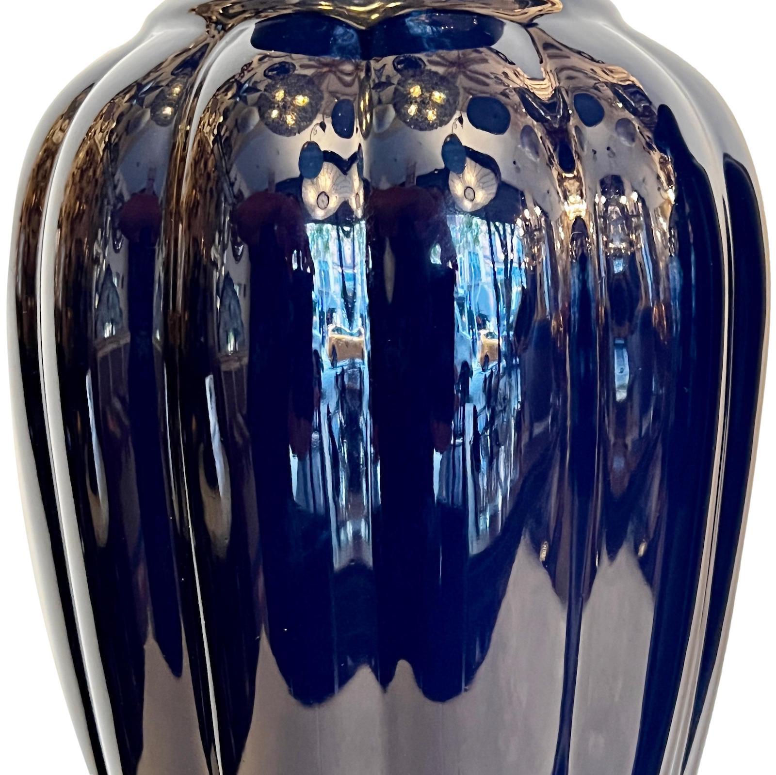French Pair of Cobalt Blue Lamps