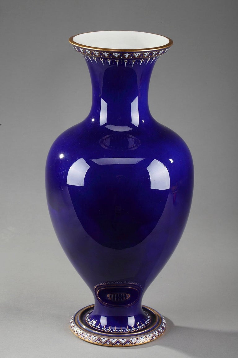 Pair of Cobalt Blue Porcelain Vases, Sèvres France at 1stDibs cobalt
