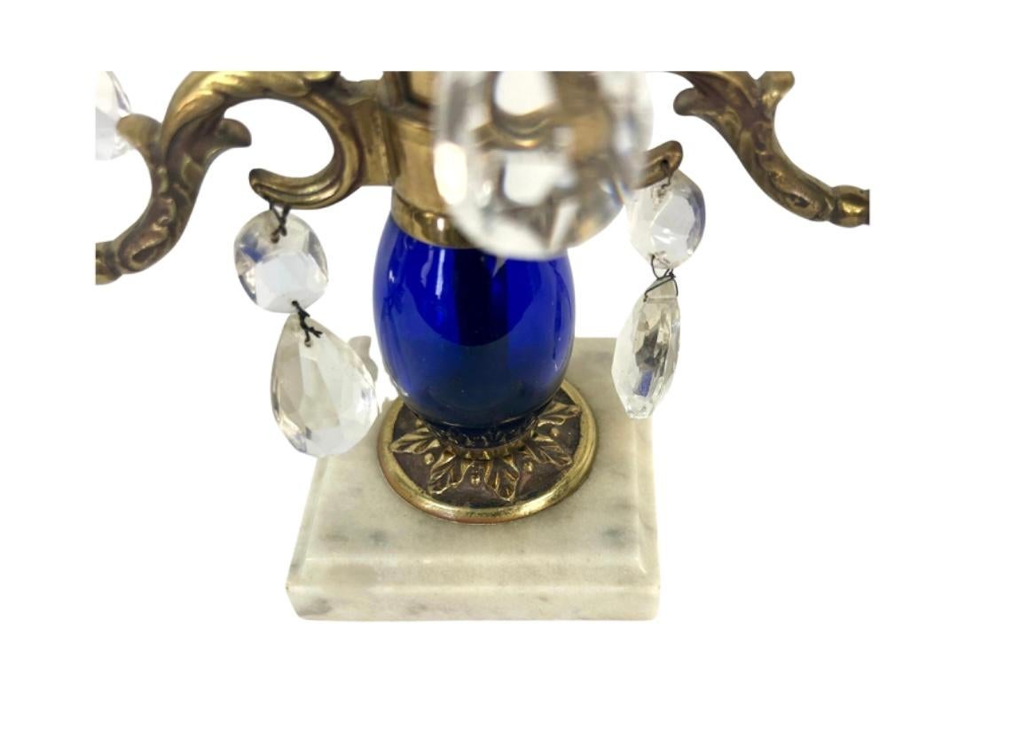 19th Century Pair Of Cobalt Blue Swedish Girandoles For Sale