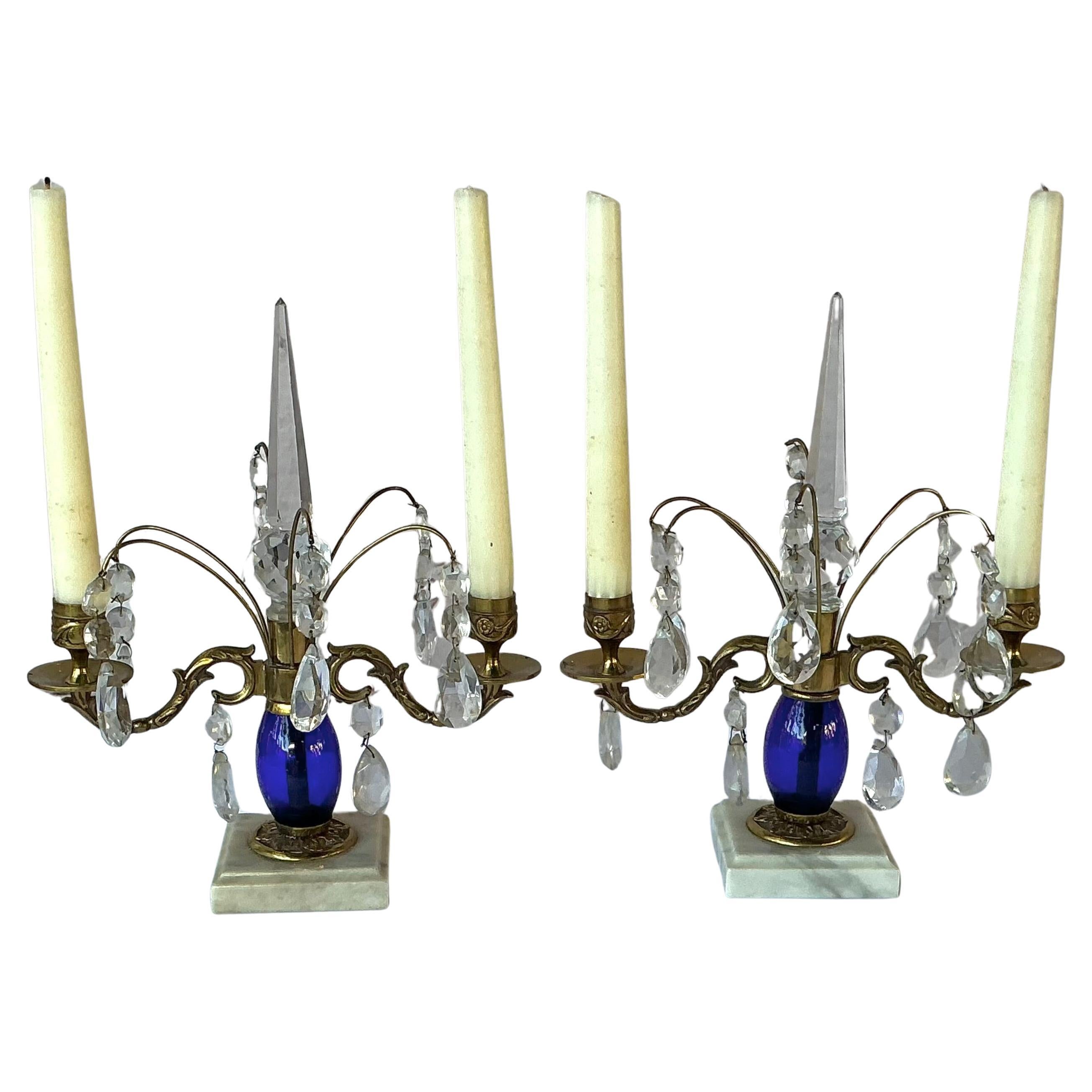 Coppia di girandole svedesi blu cobalto In condizioni buone in vendita a Bradenton, FL