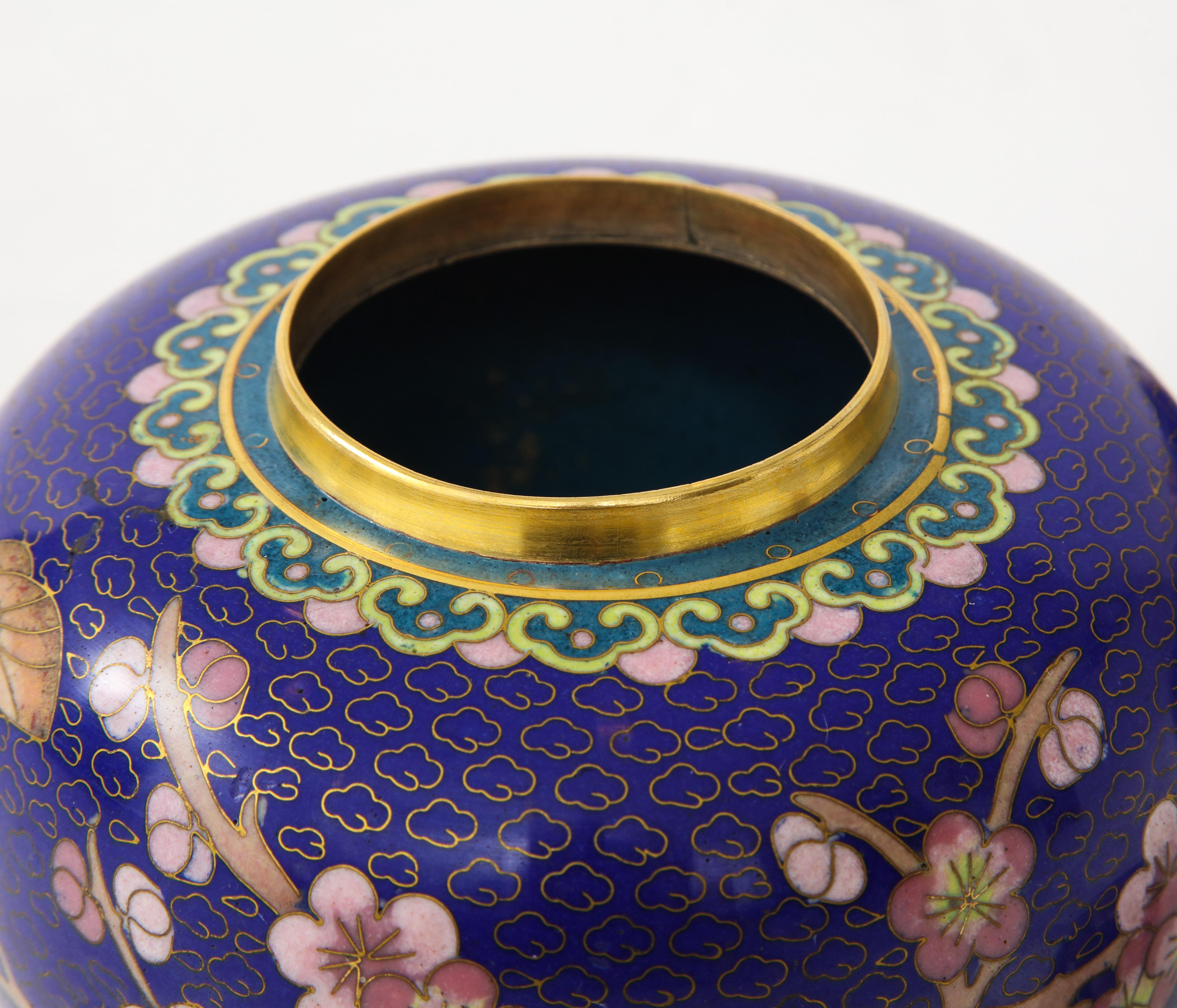 Pair of Cobalt Cloisonné Ginger Jars 3