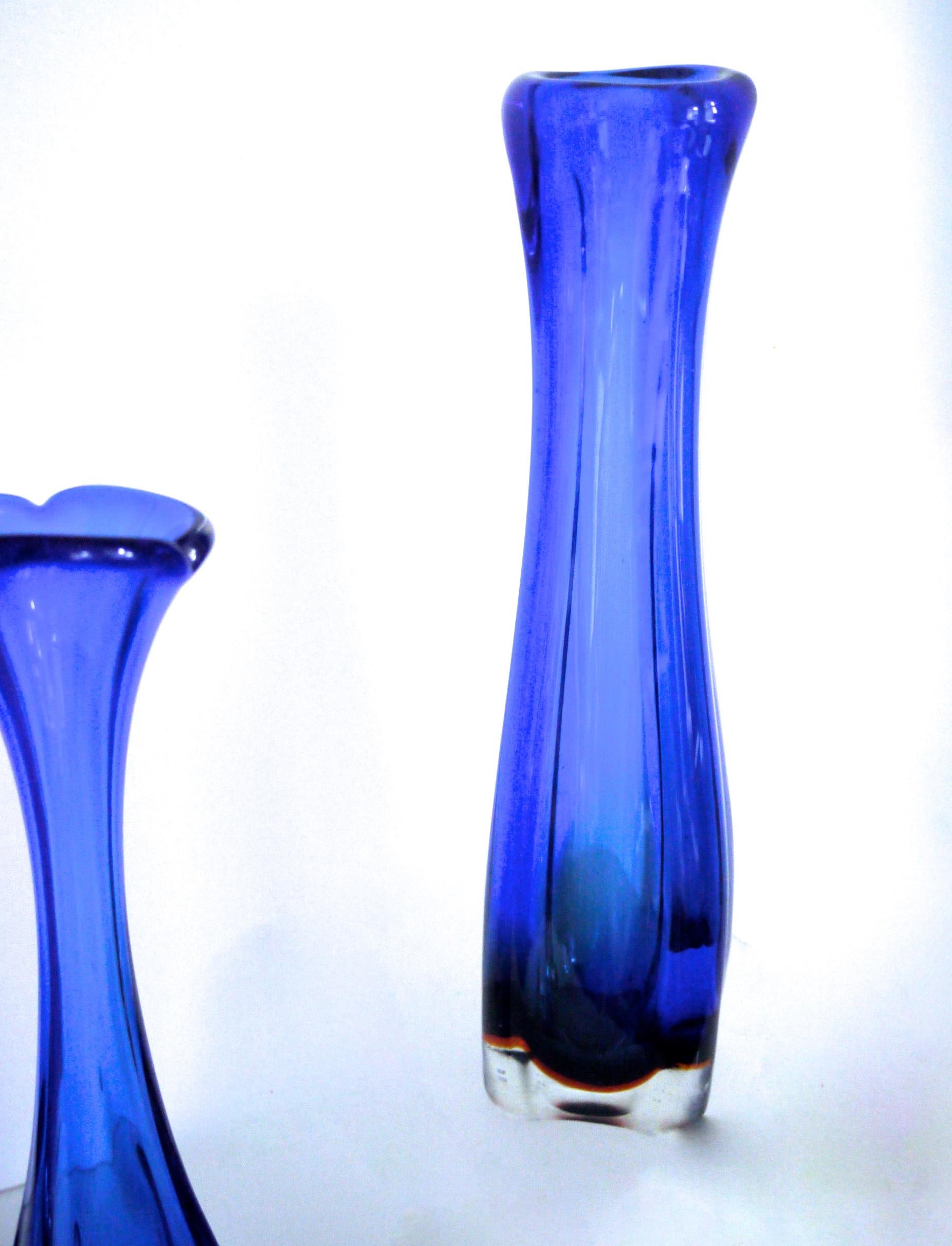 Pair of Cobalt Scandinavian Modern Vases by Bo Borgstrom for Aseda, 1960s In Good Condition For Sale In Halstead, GB