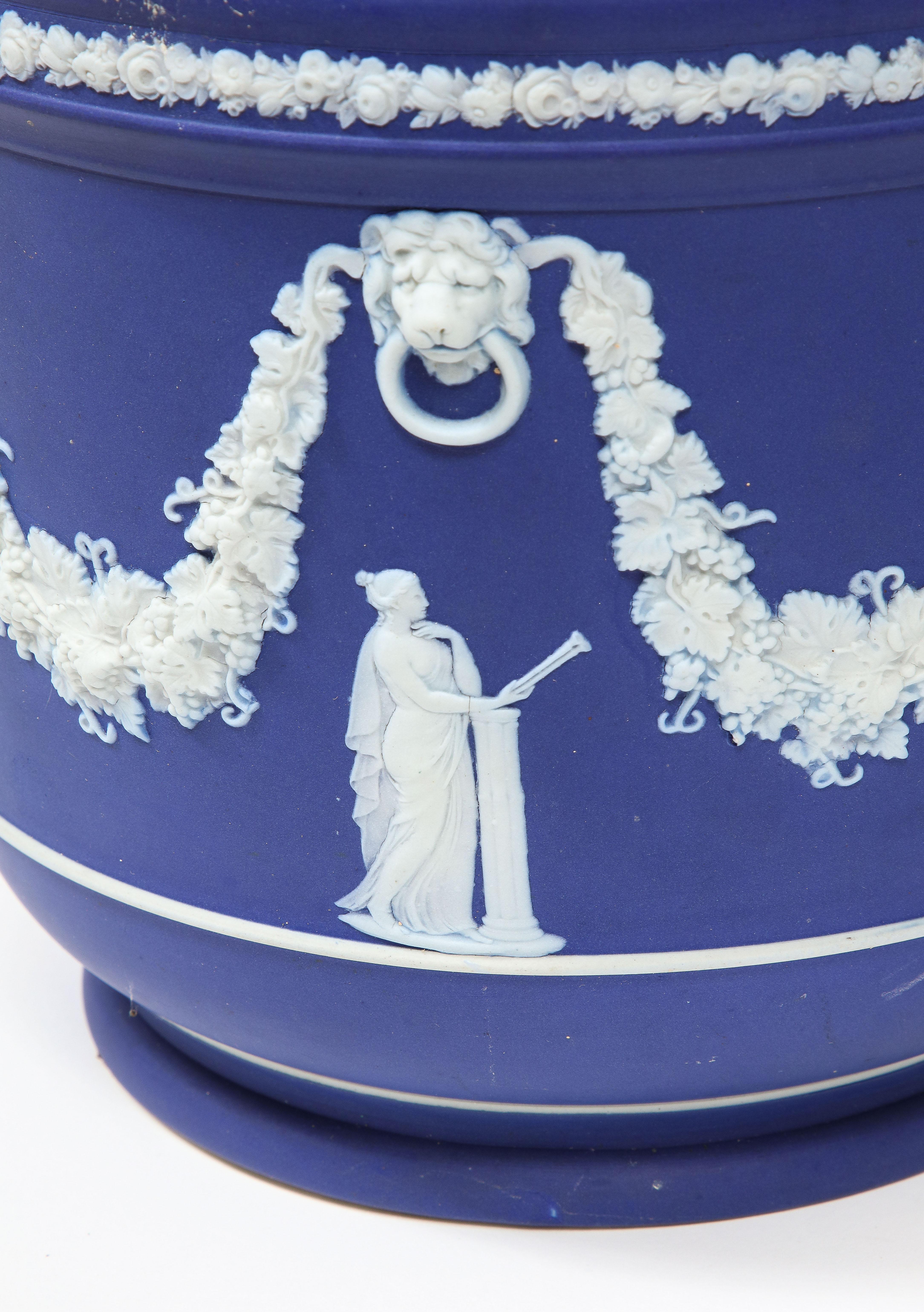 Pair of Cobalt Wedgwood Jasperware Planters 5