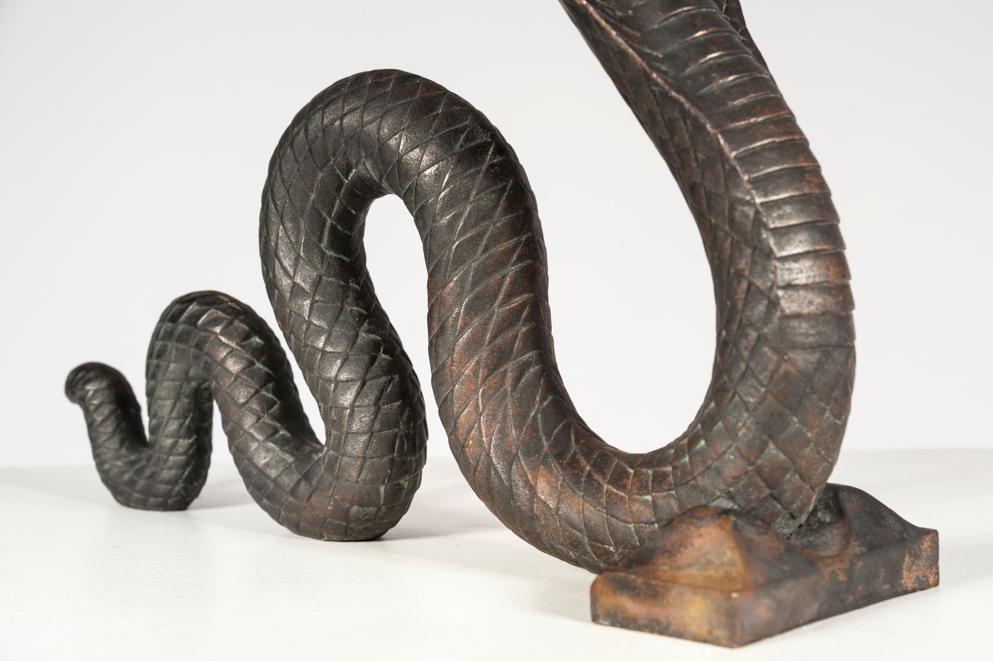 Pair of Cobra Andirons by Edgar Brandt 5