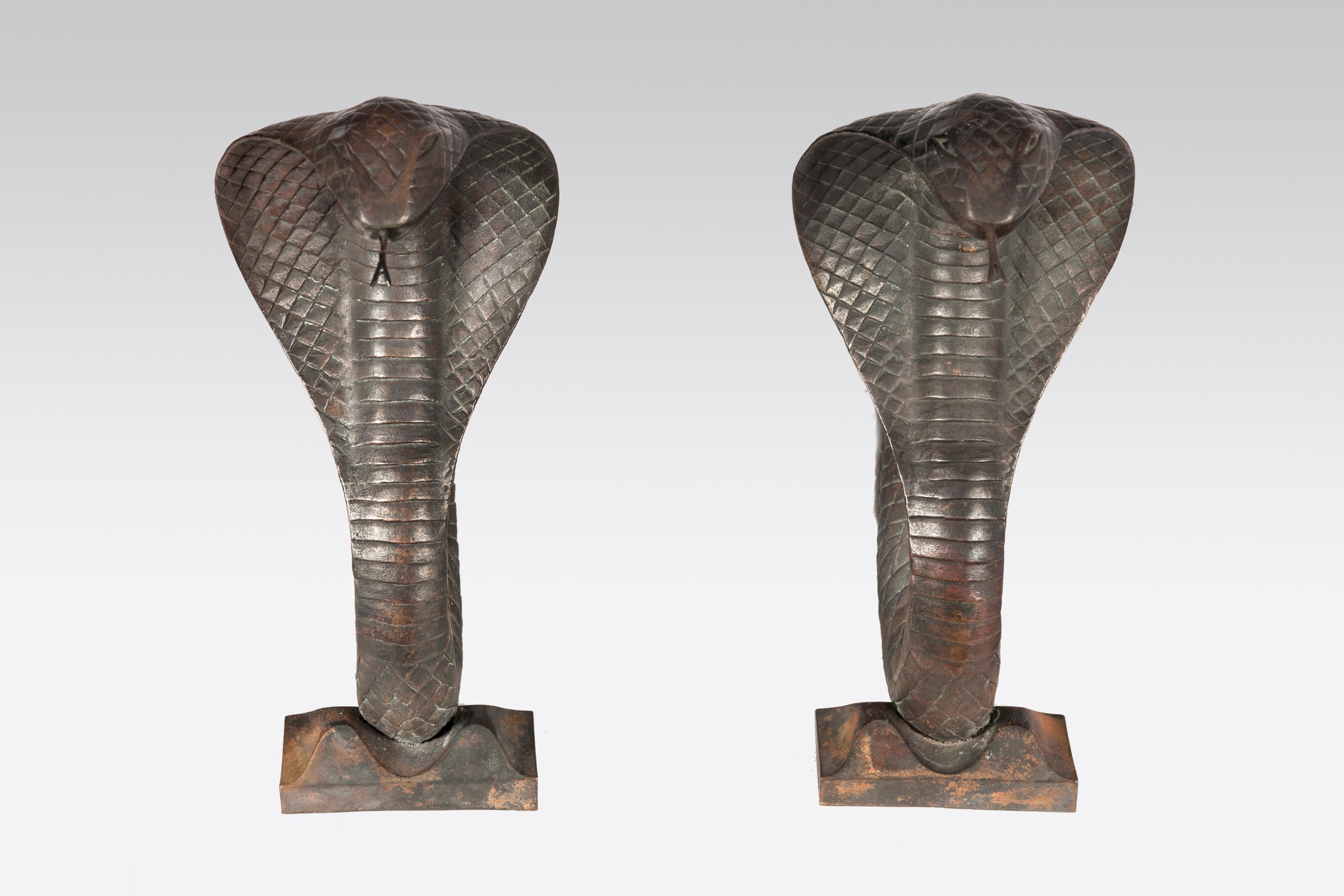 Pair of cobra andirons by Edgar Brandt pair of Cobra andirons in bronze by Edgar Brandt.
Stamped by the Artist.
As reference: a similar item was sold, in 2008, by Sotheby’s in London.

 