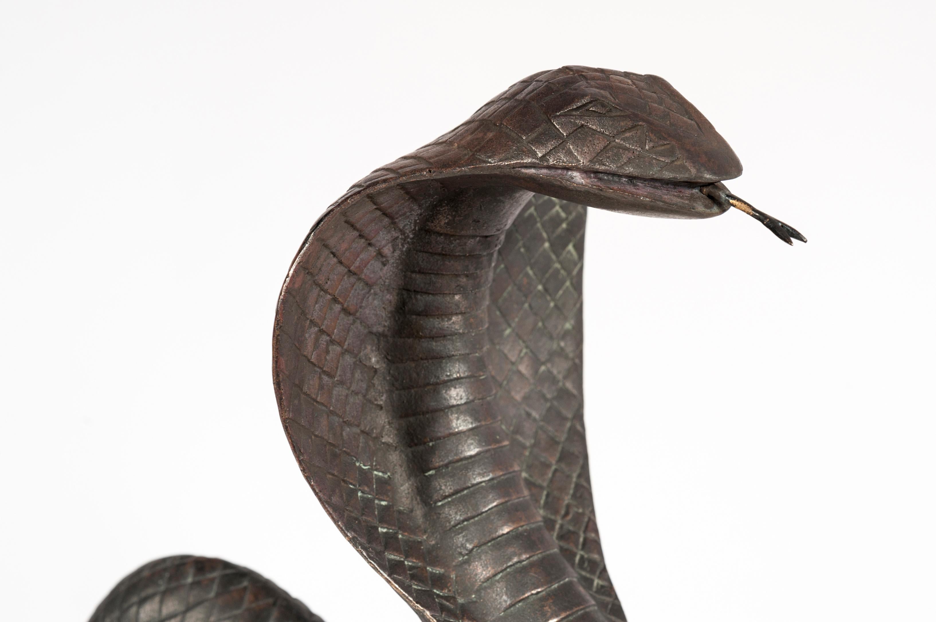Pair of Cobra Andirons by Edgar Brandt 1