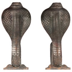 Pair of Cobra Andirons by Edgar Brandt