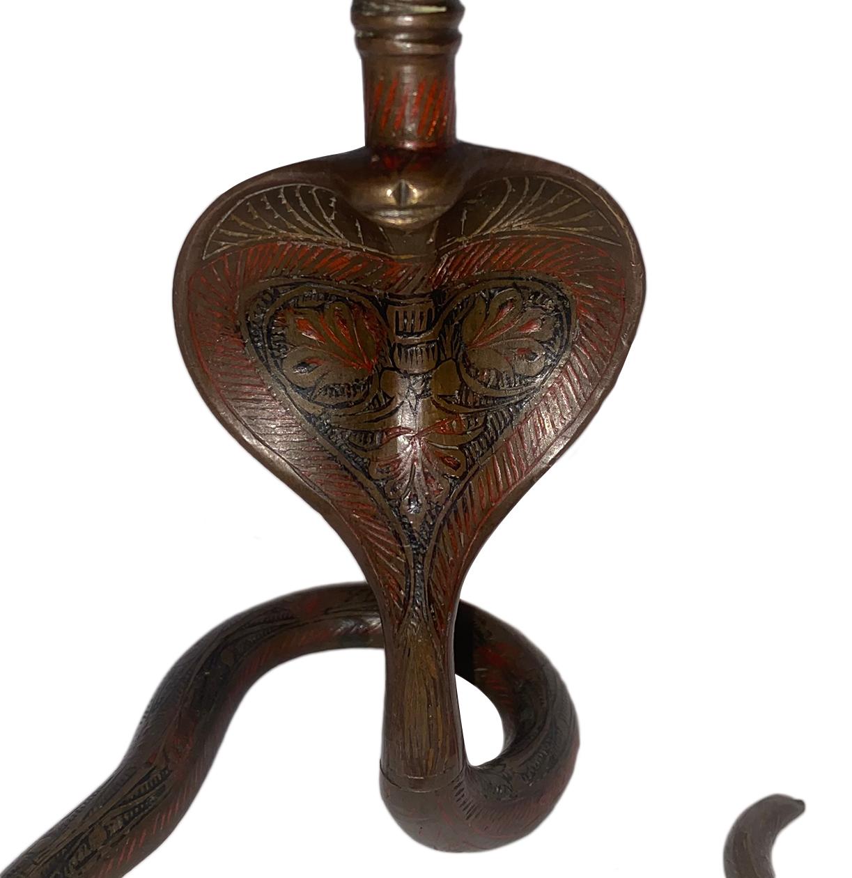 Mid-20th Century Pair of Cobra Shaped Candlesticks For Sale
