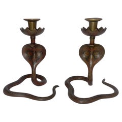 Used Pair of Cobra Shaped Candlesticks