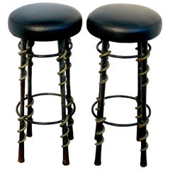 Pair of 'Cobra' Stools by Karl Springer