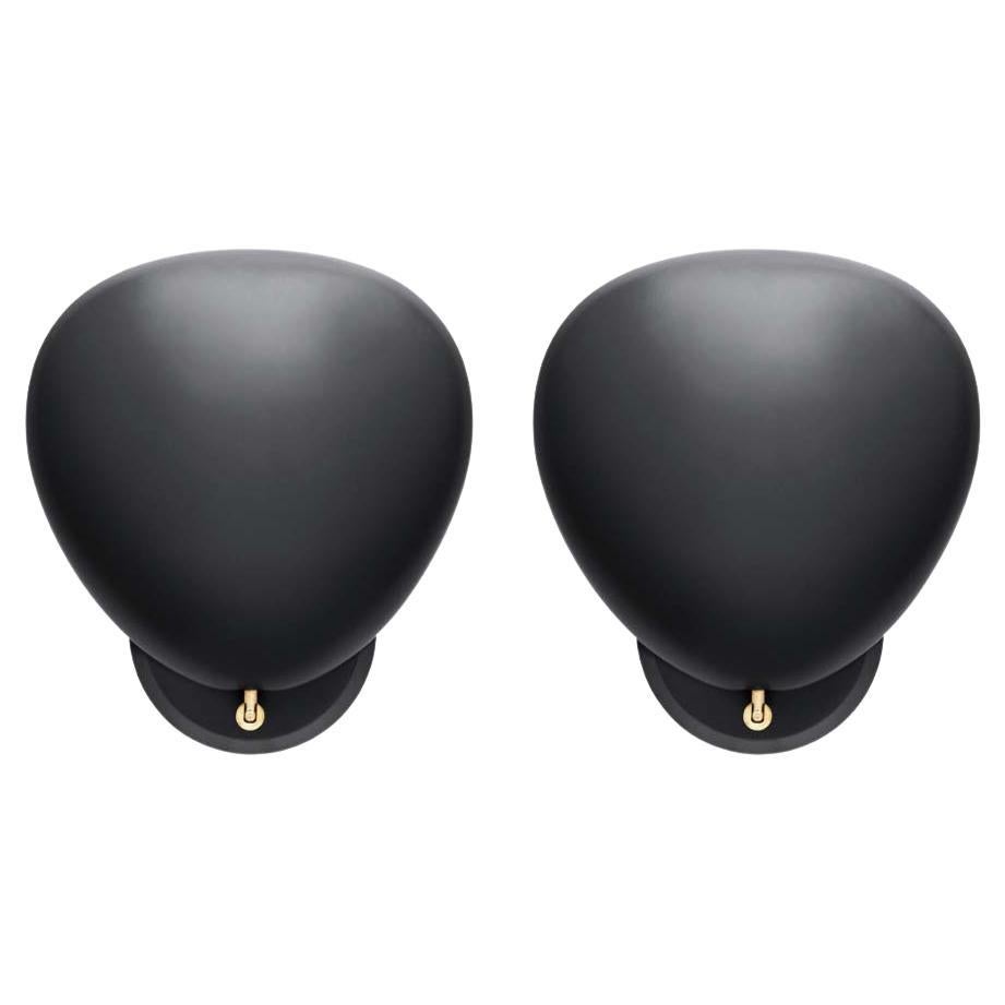Pair of Cobra Wall Lamps, Hard Wired, Black