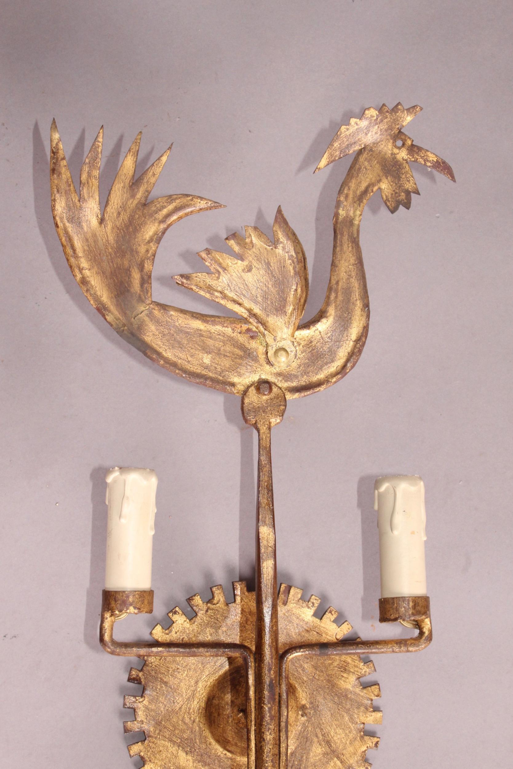 Pair of cock wall light.