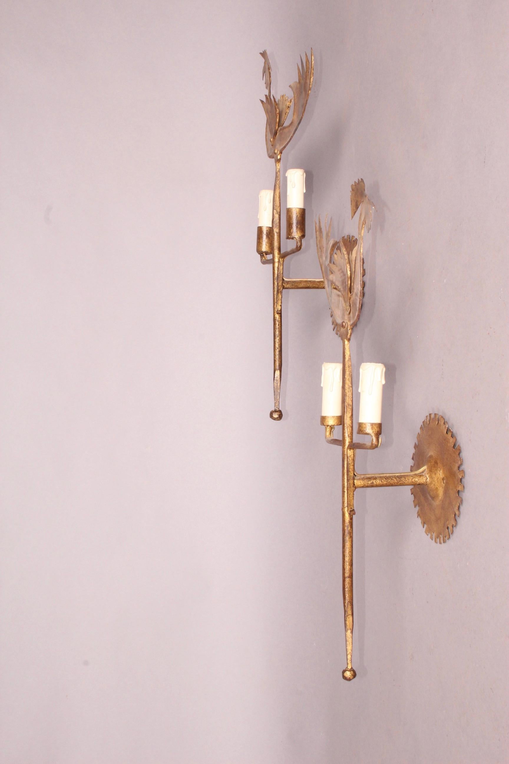 Pair of Cock Wall Light In Good Condition In grand Lancy, CH