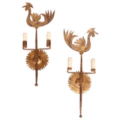 Pair of Cock Wall Light