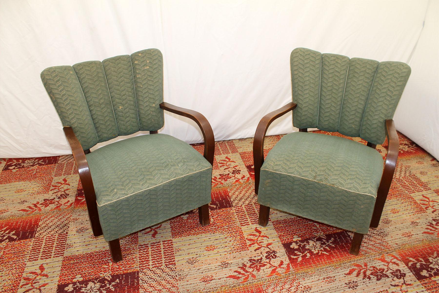 Art Deco Pair of Cocktail Armchairs H-237 by Jindřich Halabala for UP Závody