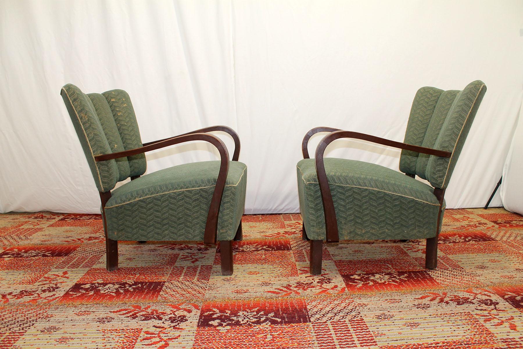 Czech Pair of Cocktail Armchairs H-237 by Jindřich Halabala for UP Závody
