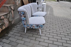 Pair of Cocktail Chairs Gray and Geometric Shape Fabric