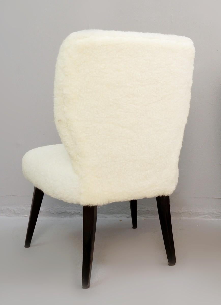 Pair of cocktail chairs, new faux fur upholstery.