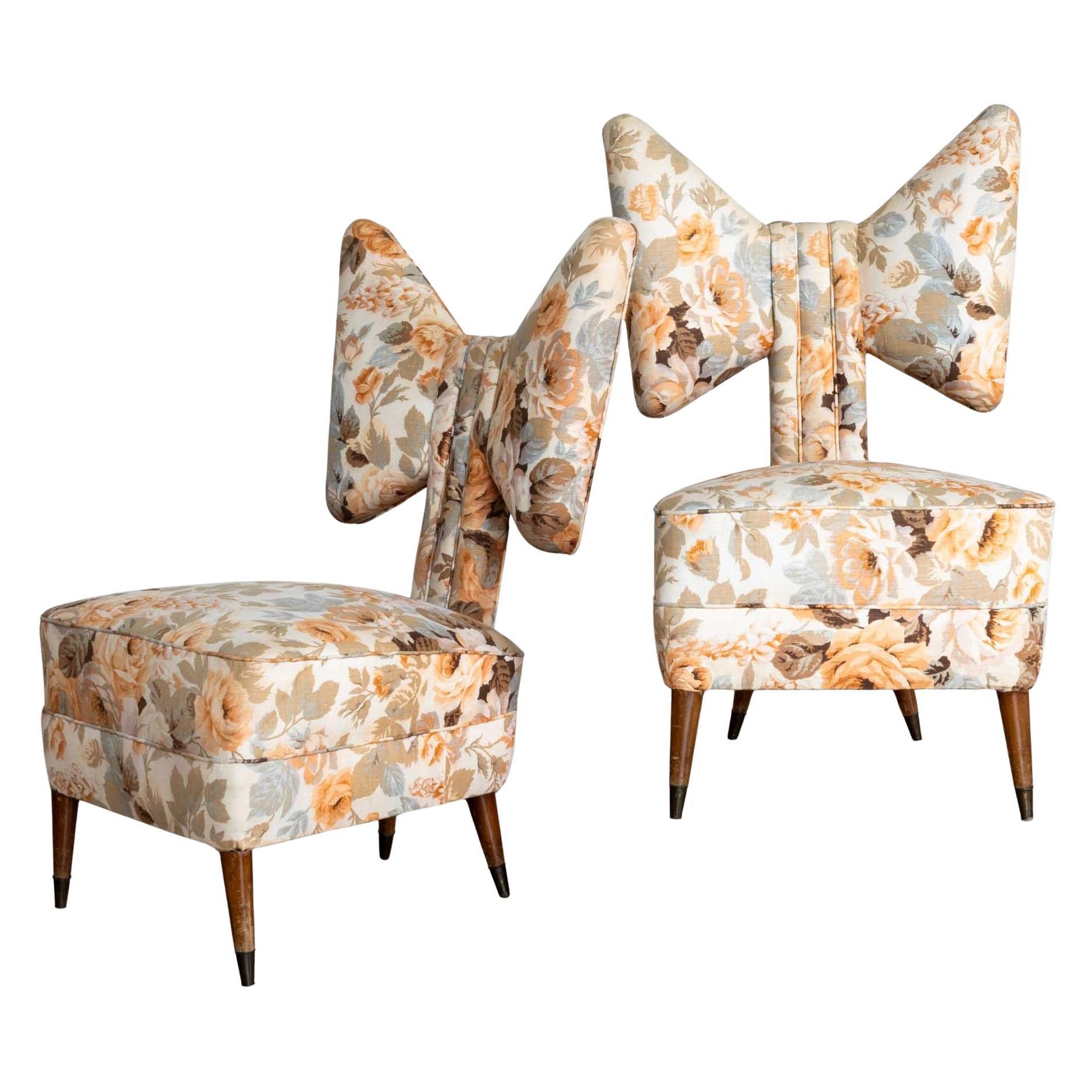 Pair of Cocktail / Slipper Chairs, Italy Mid-20th Century