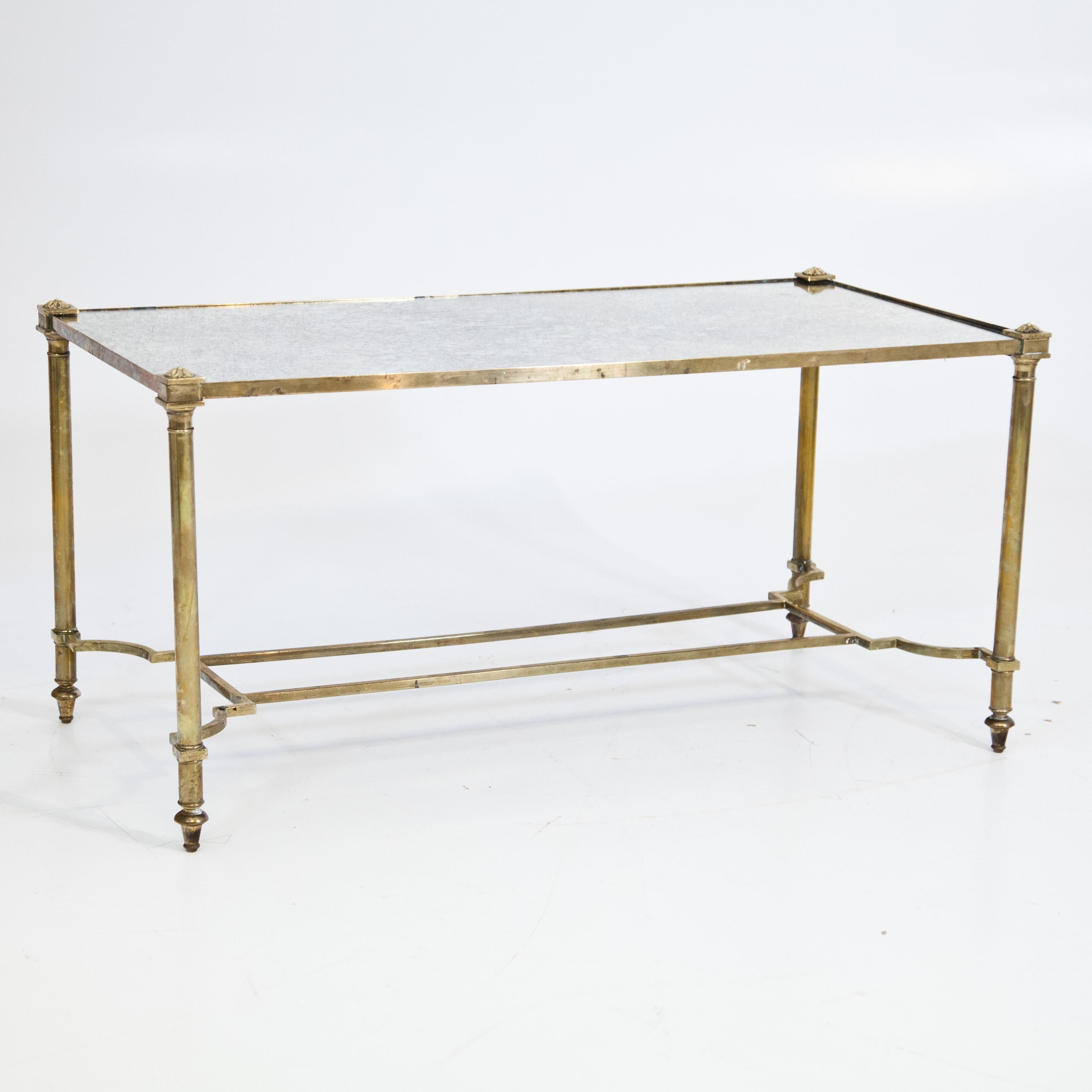 Brass Pair of Cocktail Tables Attributed to Maison Jansen