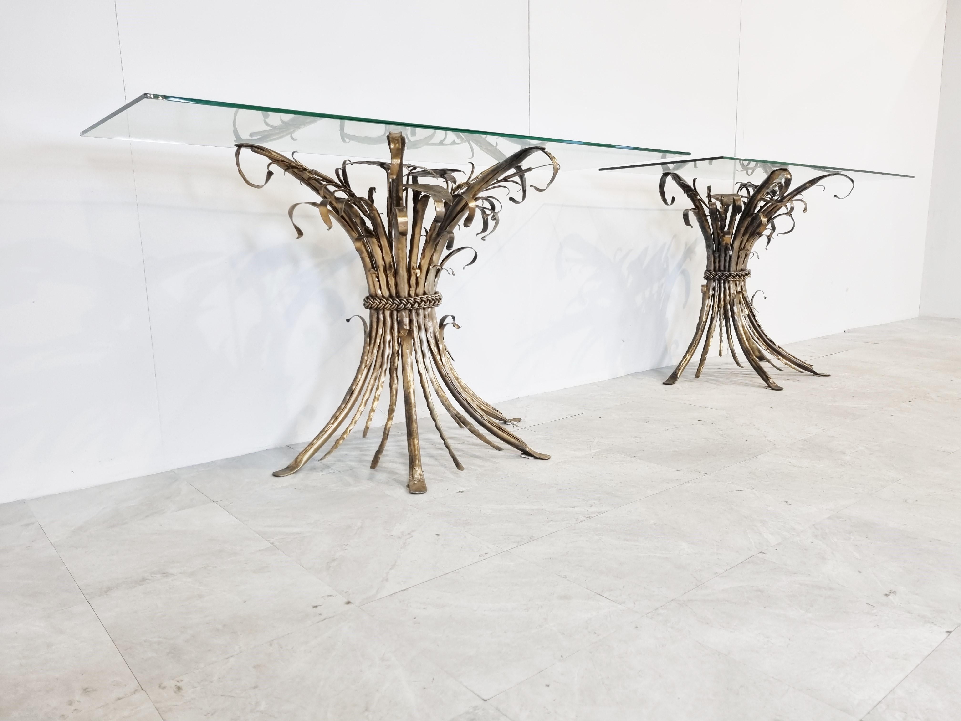 Metal Pair of Coco Chanel Style Console Tables, 1970s