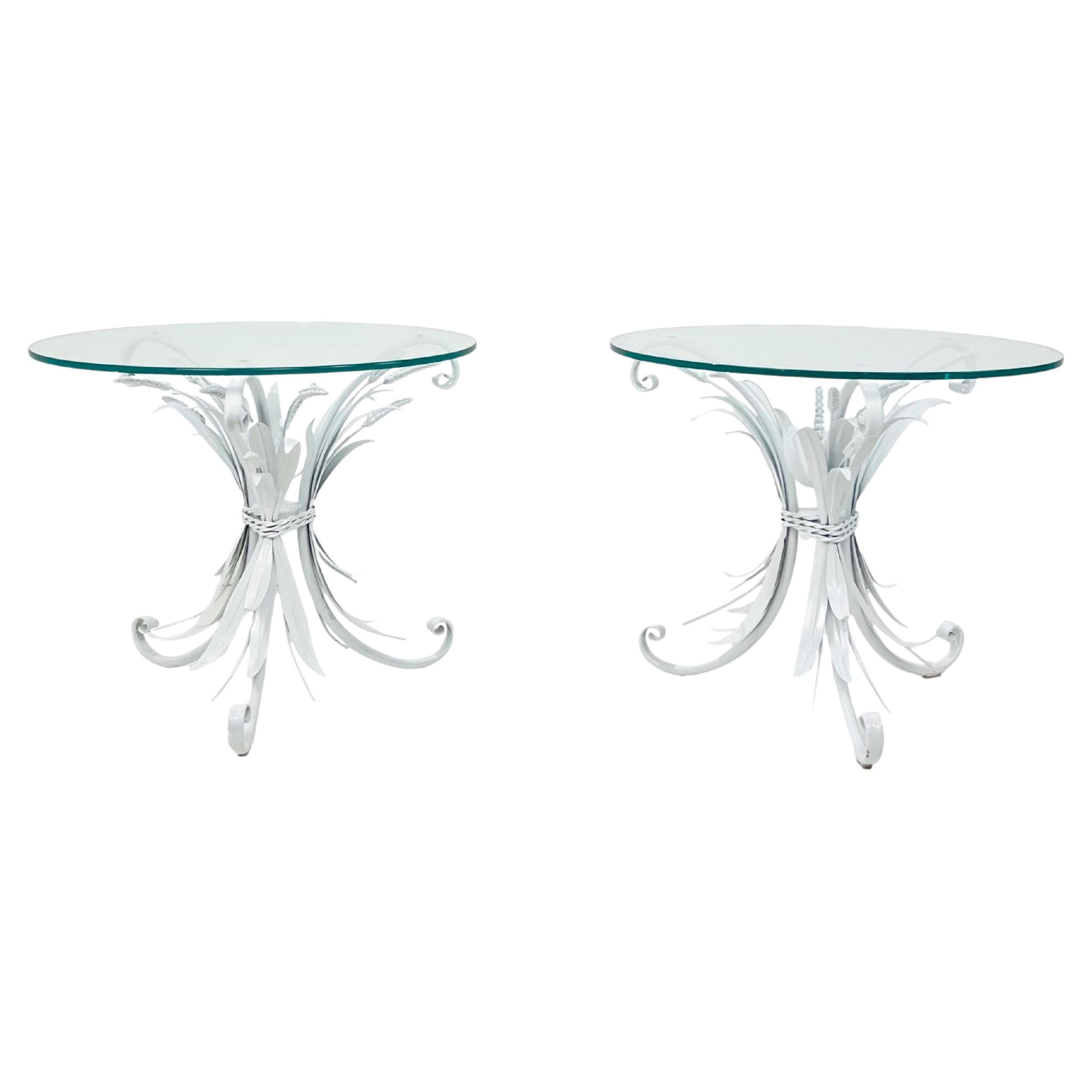 Pair of Coco Chanel Style Sheaf of Wheat Side Tables