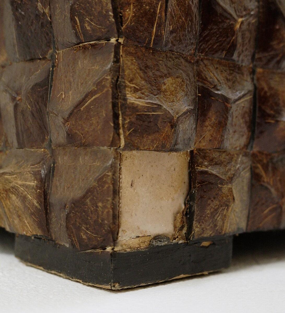 Paar Mosaikschalenpflanzgefäße aus Kokosnussholz - 20. Jahrhundert - H : 153 cm im Angebot 6