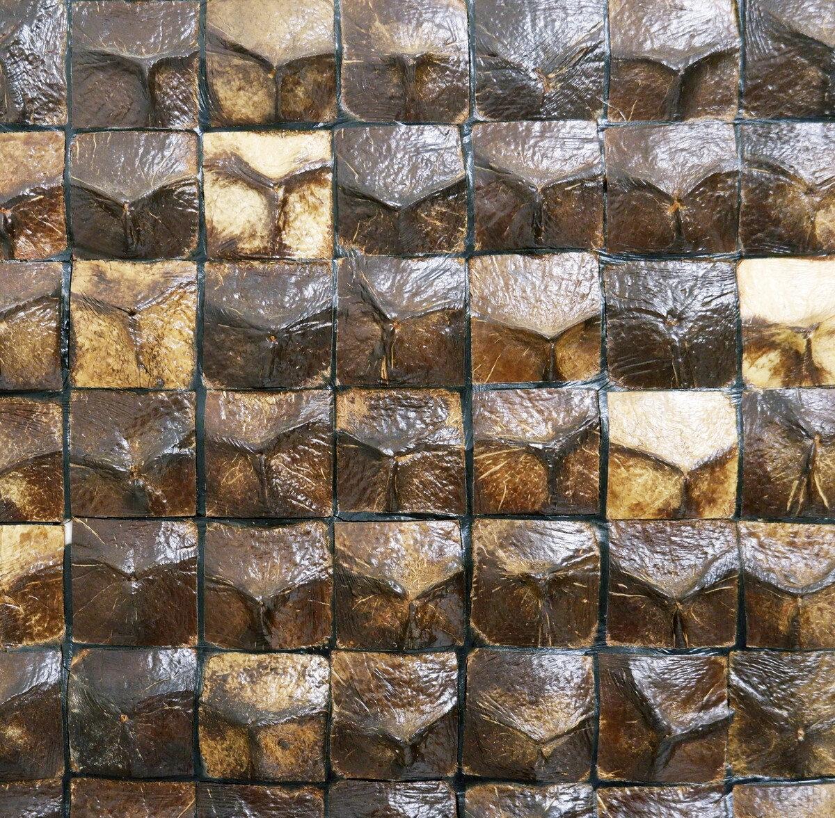 XX secolo Coppia di porta piante in mosaico di cocco - 20° - H. H. 153cm in vendita