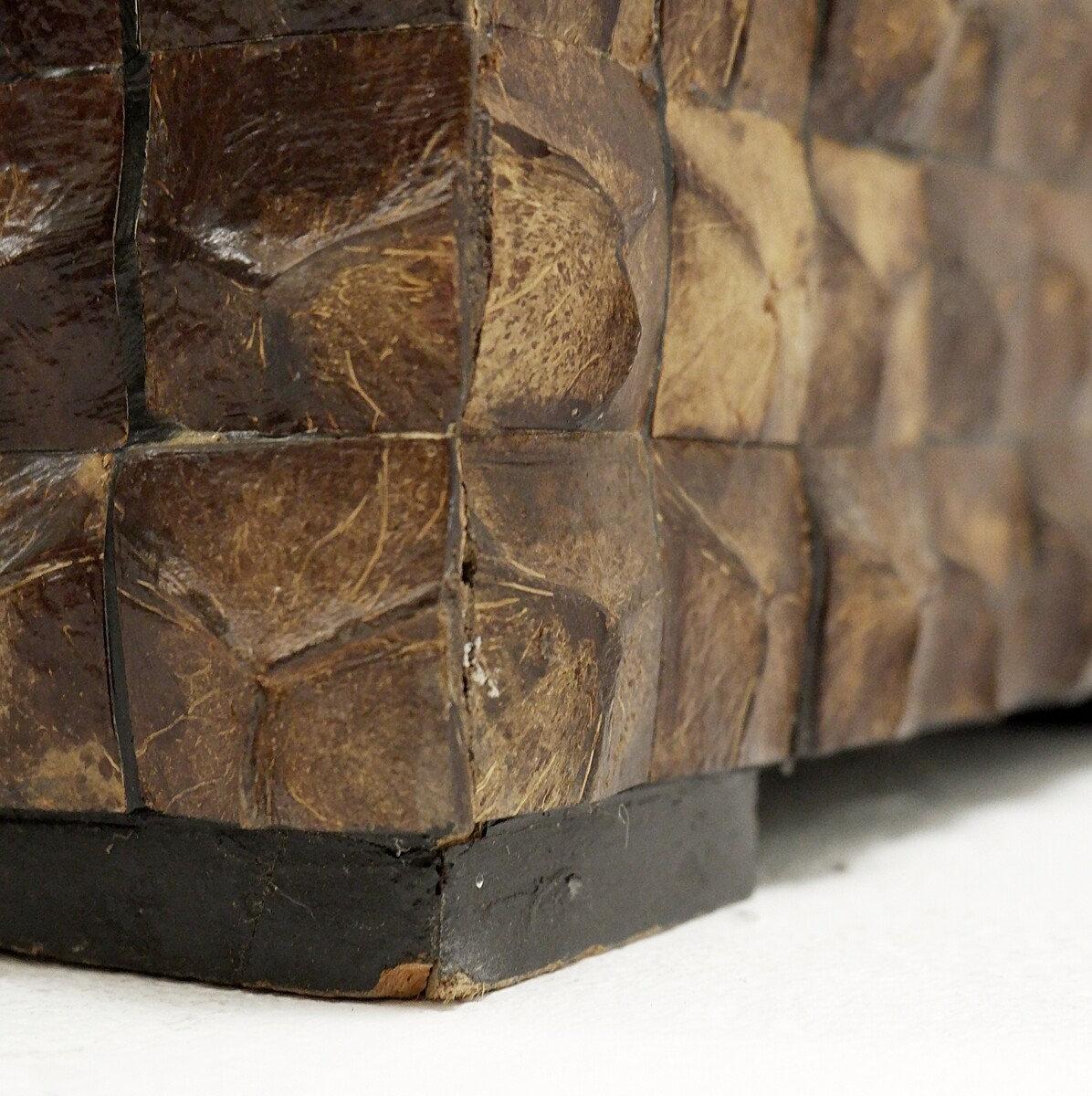 Paar Mosaikschalenpflanzgefäße aus Kokosnussholz - 20. Jahrhundert - H : 153 cm im Angebot 1