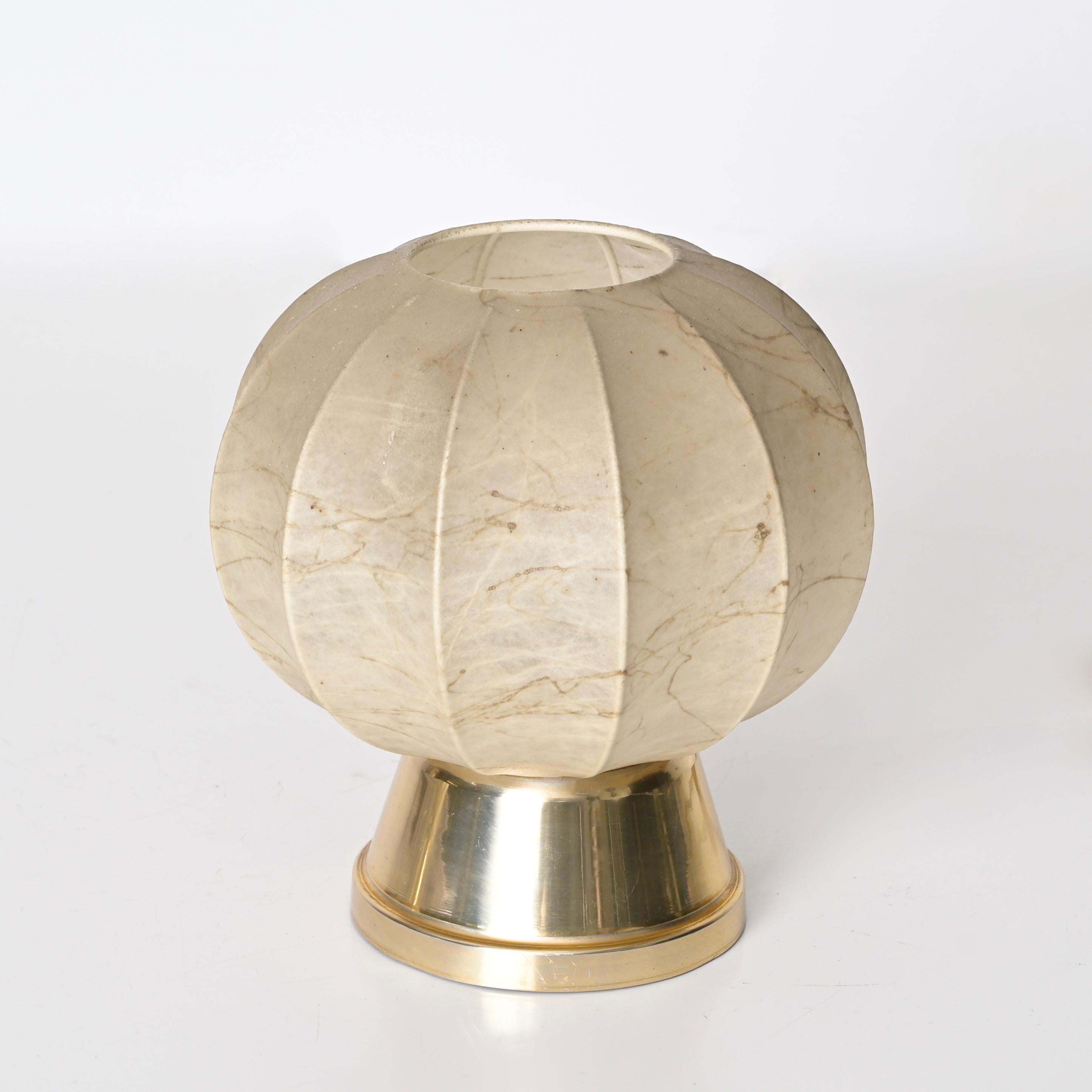 Pair of Cocoon Gilt Base Table Lamps by Castiglioni Brothers, Italy 1960s 12