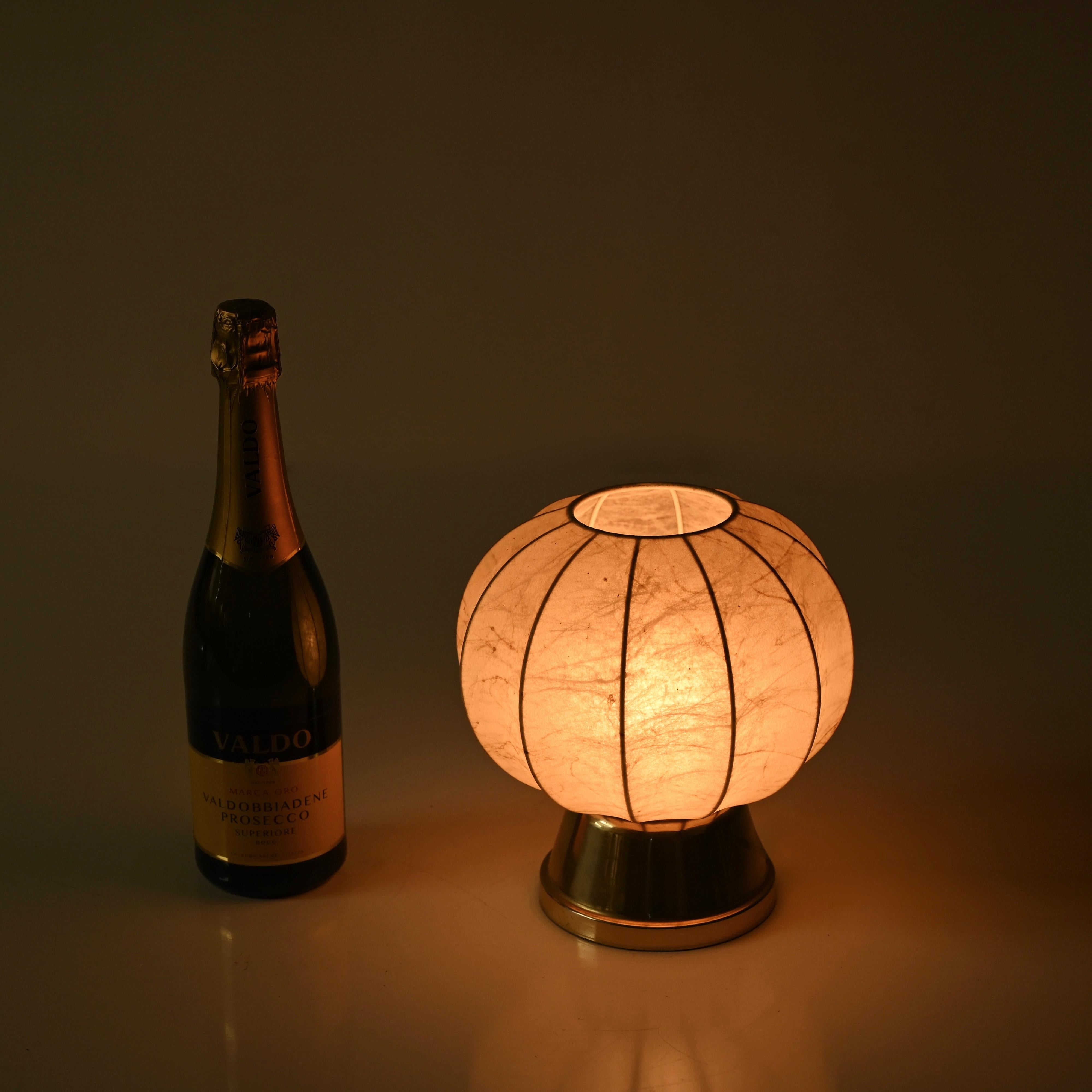 Pair of Cocoon Gilt Base Table Lamps by Castiglioni Brothers, Italy 1960s 7