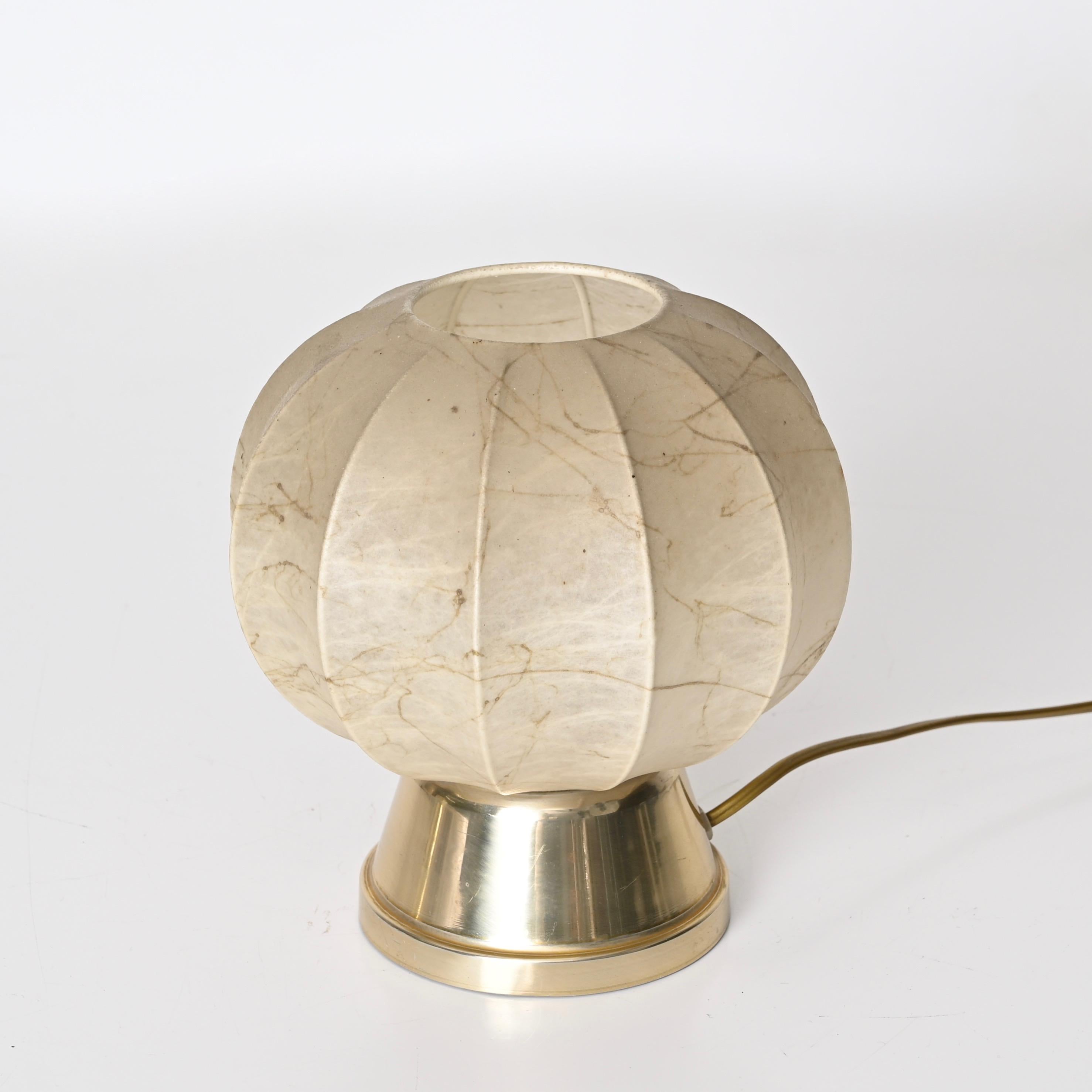 Pair of Cocoon Gilt Base Table Lamps by Castiglioni Brothers, Italy 1960s 2