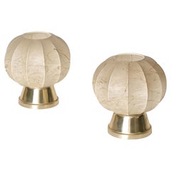 Pair of Cocoon Gilt Base Table Lamps by Castiglioni Brothers, Italy 1960s