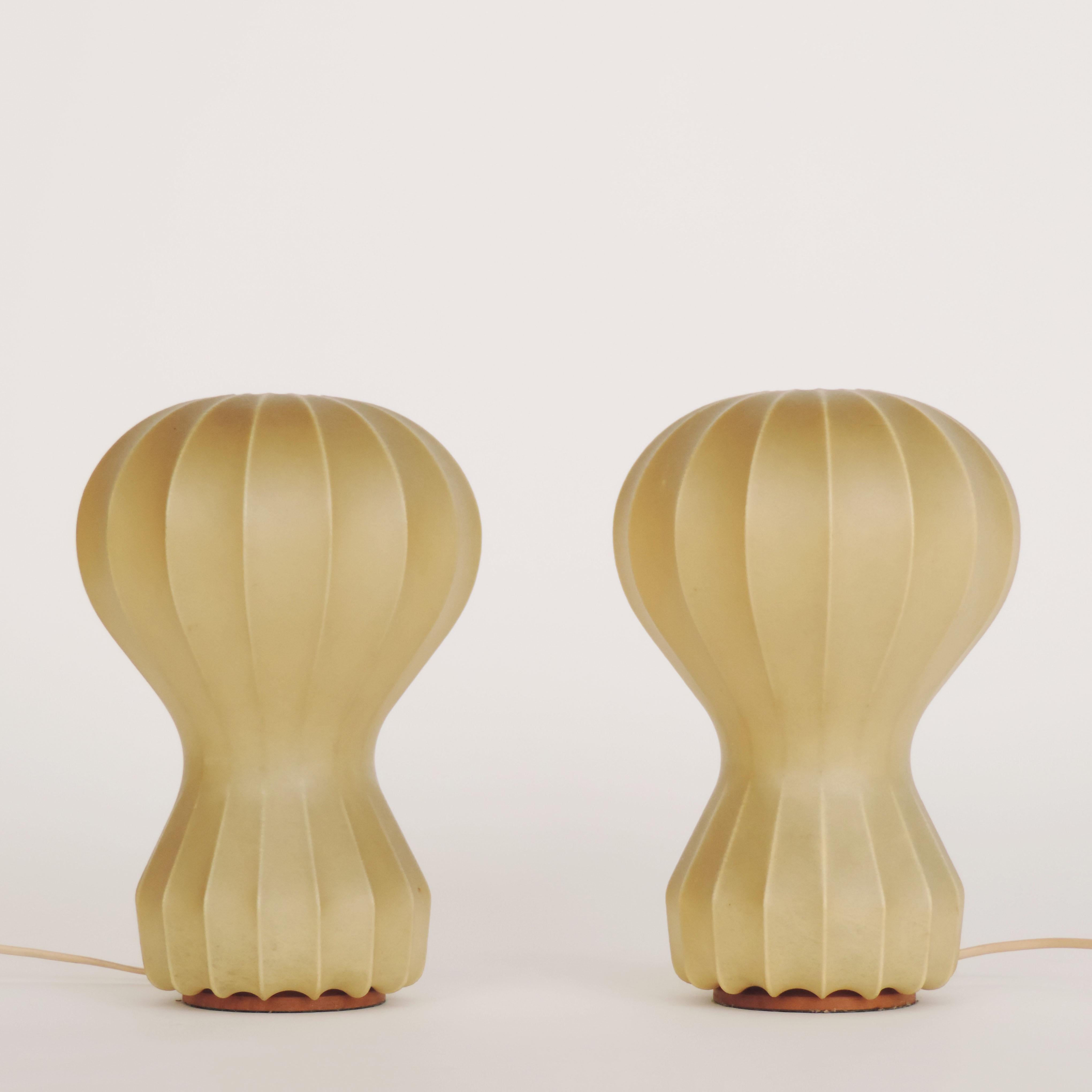 Mid-20th Century Pair of Cocoon Piccolo Gatto Table Lamps by Castiglioni for Flos, Italy 1962
