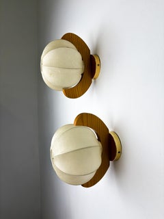 Pair of cocoon sconces with pine, Italy, 1970