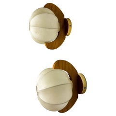 Pair of cocoon sconces with pine, Italy, 1970