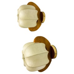 Paar Kokon-Leuchten mit Kiefer, Italien, 1970er Jahre