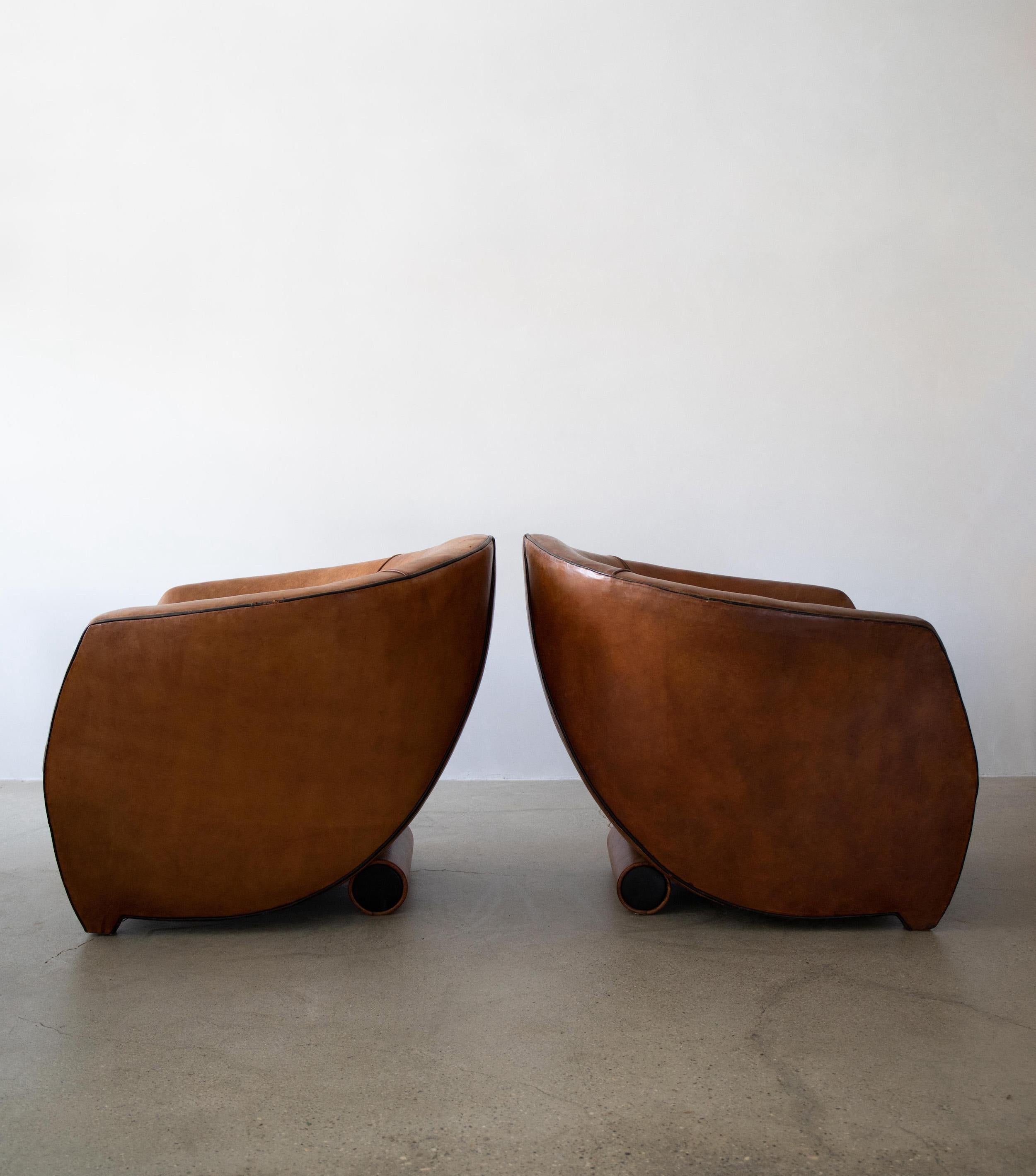 Dutch Pair of 'Cocoon' Sheepskin Leather Armchairs by Bart Van Bekhoven