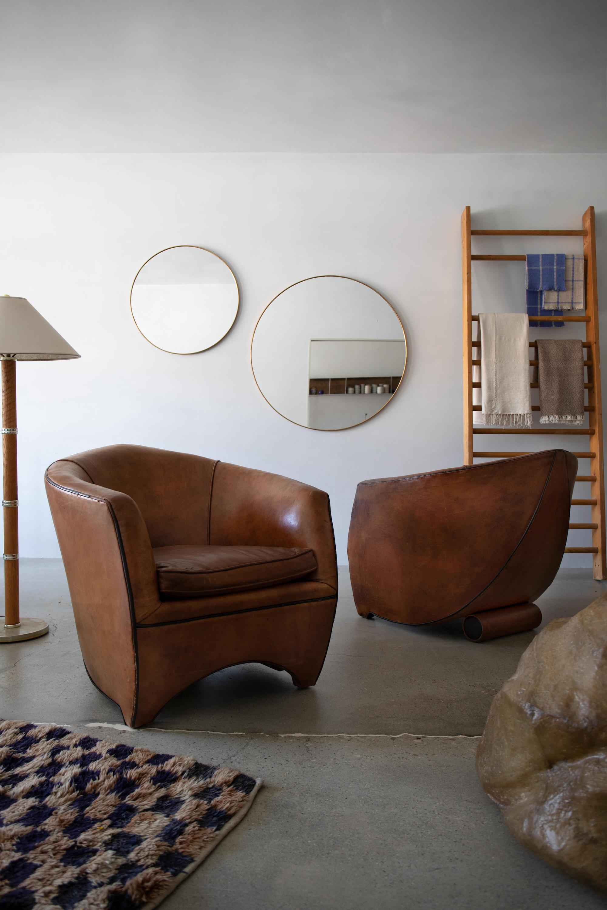 Late 20th Century Pair of 'Cocoon' Sheepskin Leather Armchairs by Bart Van Bekhoven
