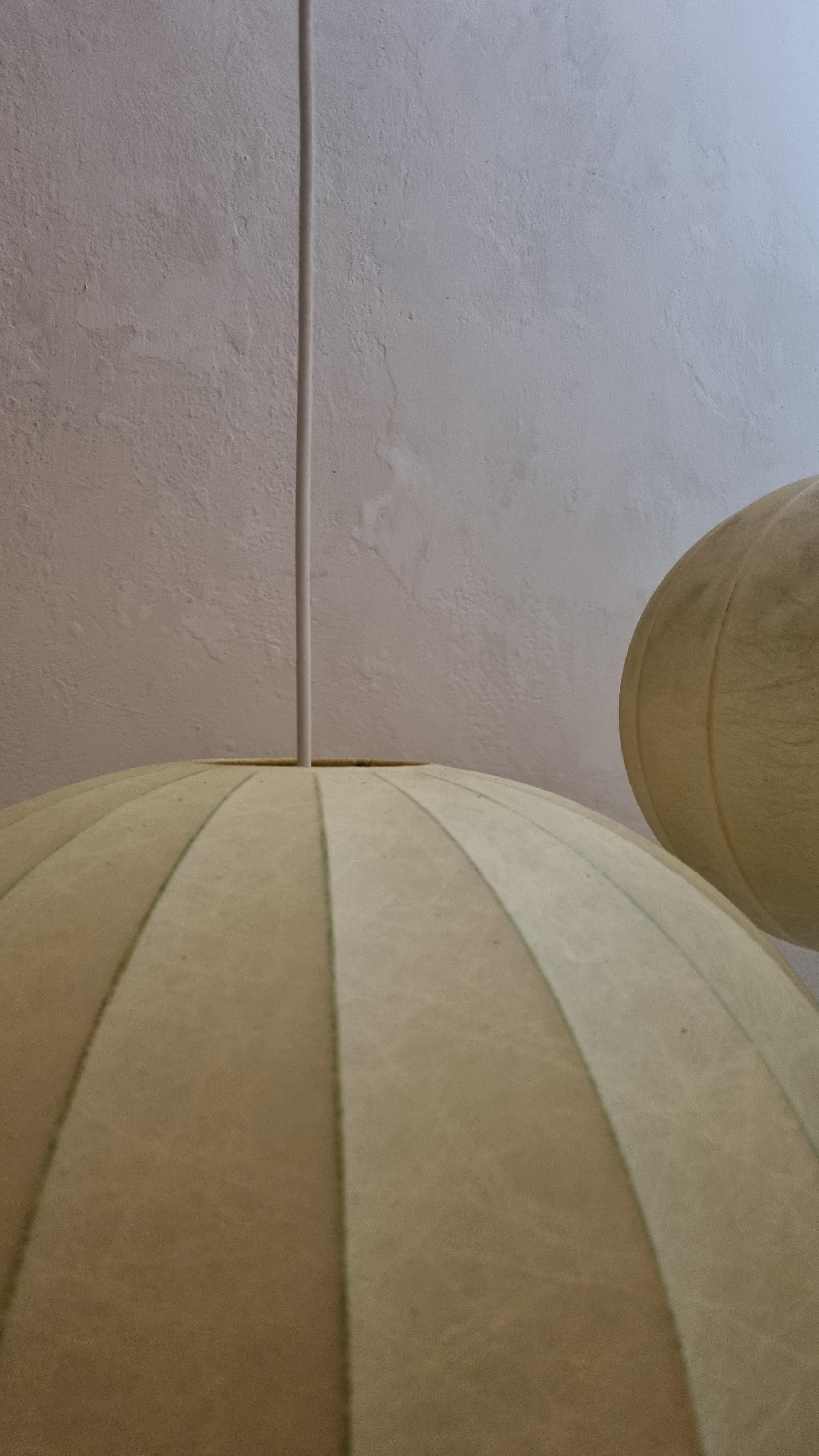 Metal Pair of Cocoon Suspension Lamp, Italian Manufacture, 1960s For Sale