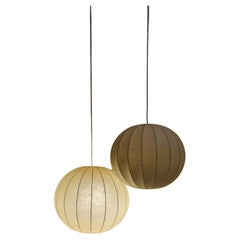 Pair of Cocoon Suspension Lamp, Italian Manufacture, 1960s