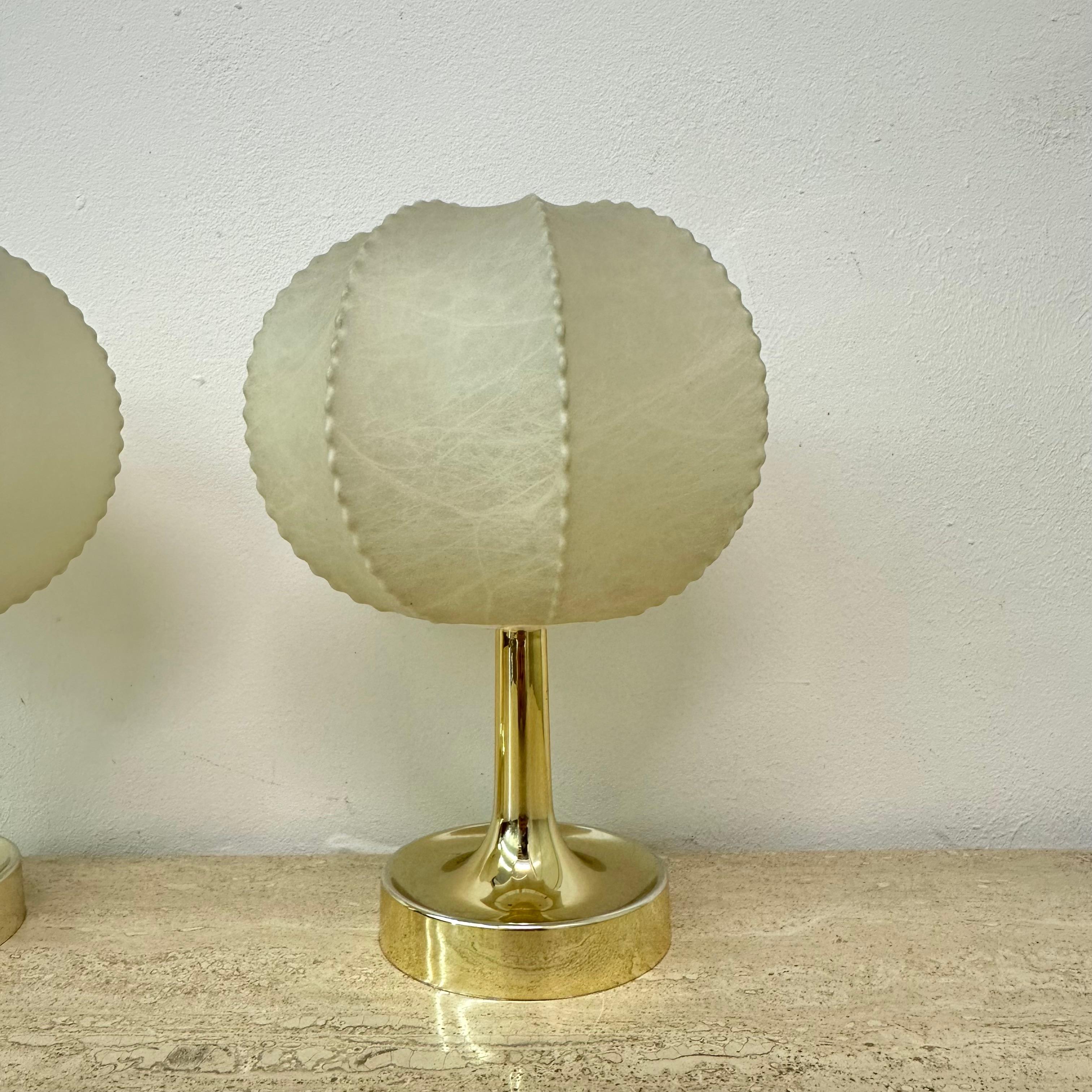 Paar Cocoon Tischlampen von Alfred Wauer für Goldkant, 1960er Jahre 3