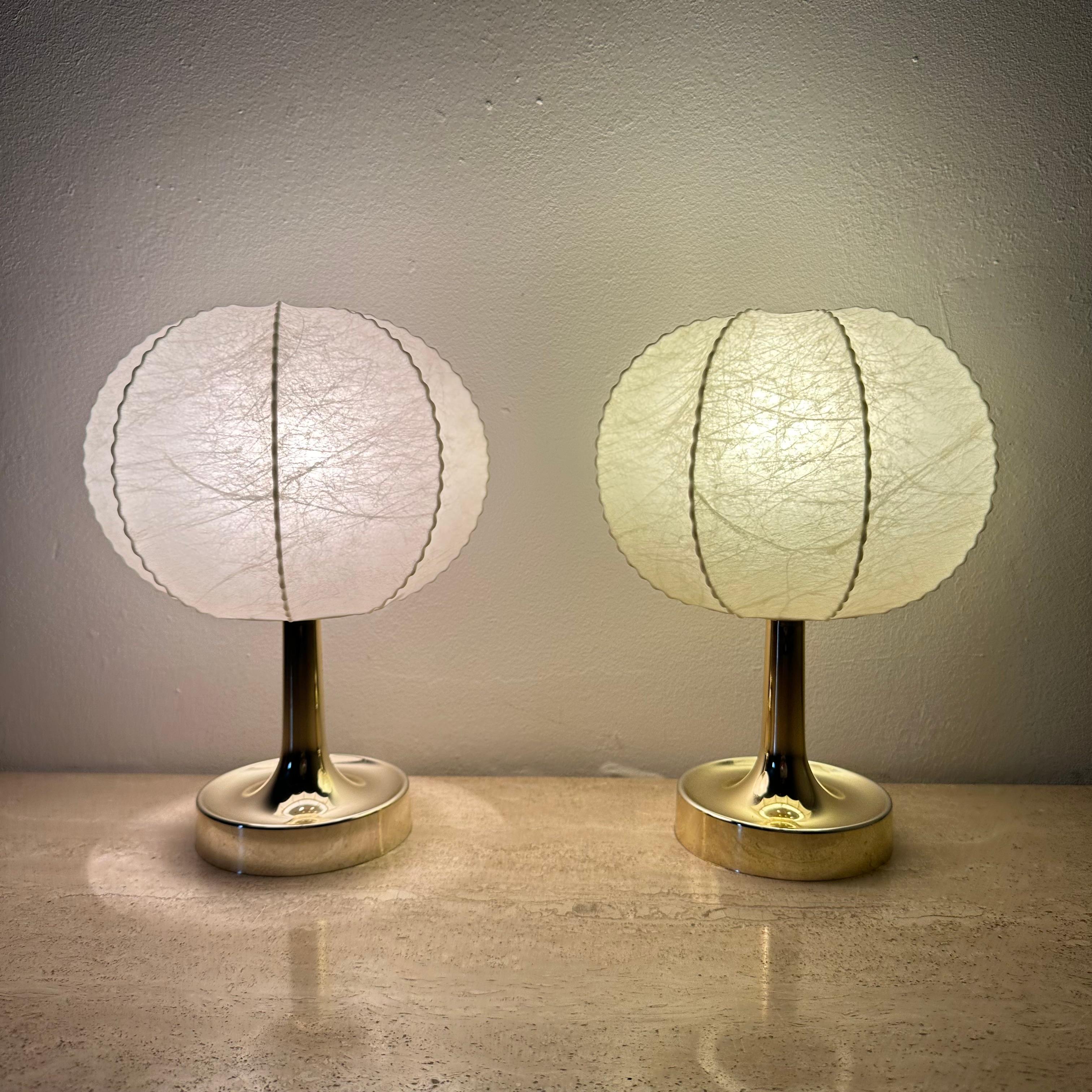 Paar Cocoon Tischlampen von Alfred Wauer für Goldkant, 1960er Jahre 13
