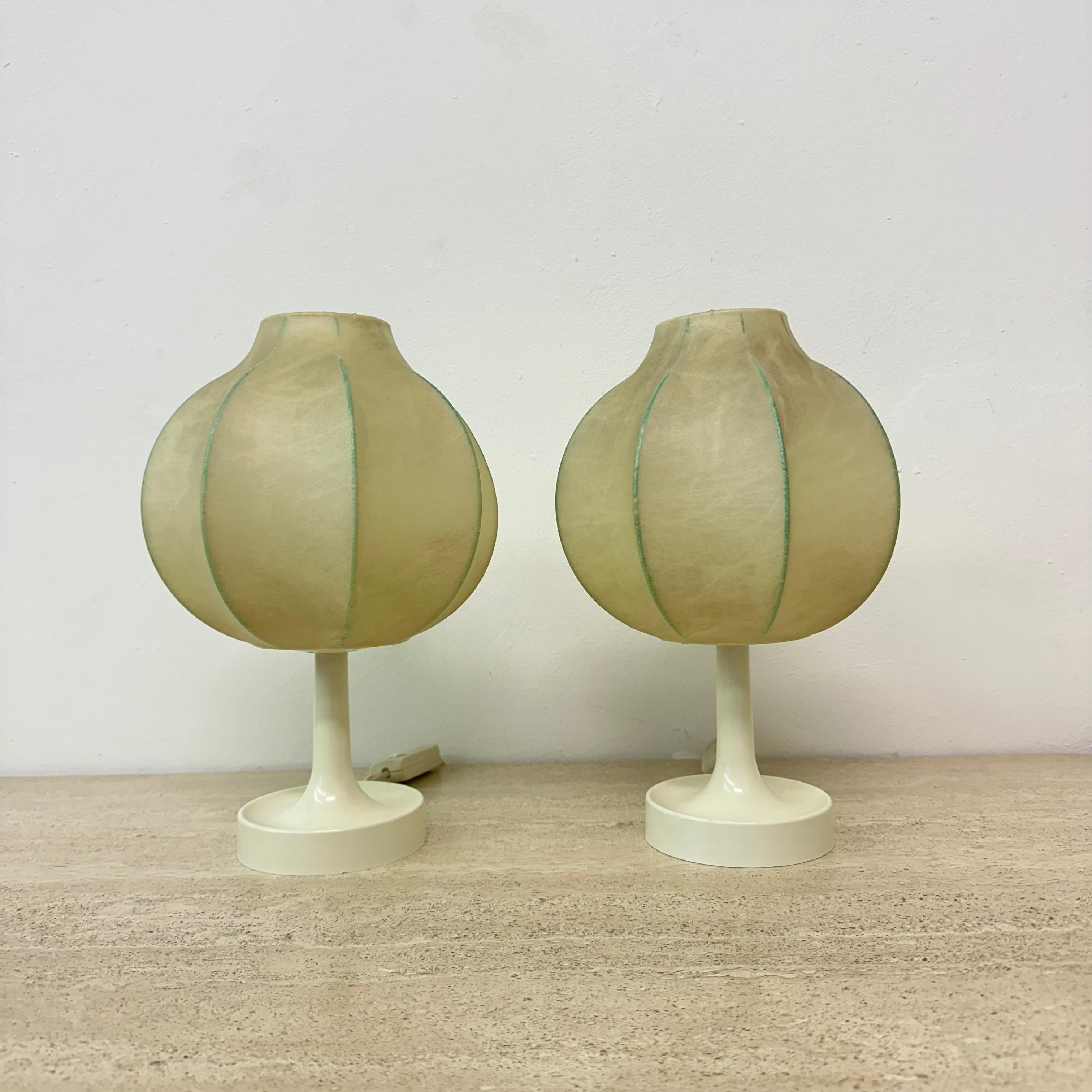 German Pair of Cocoon Table Lamp by Alfred Wauer for Goldkant, 1960’s