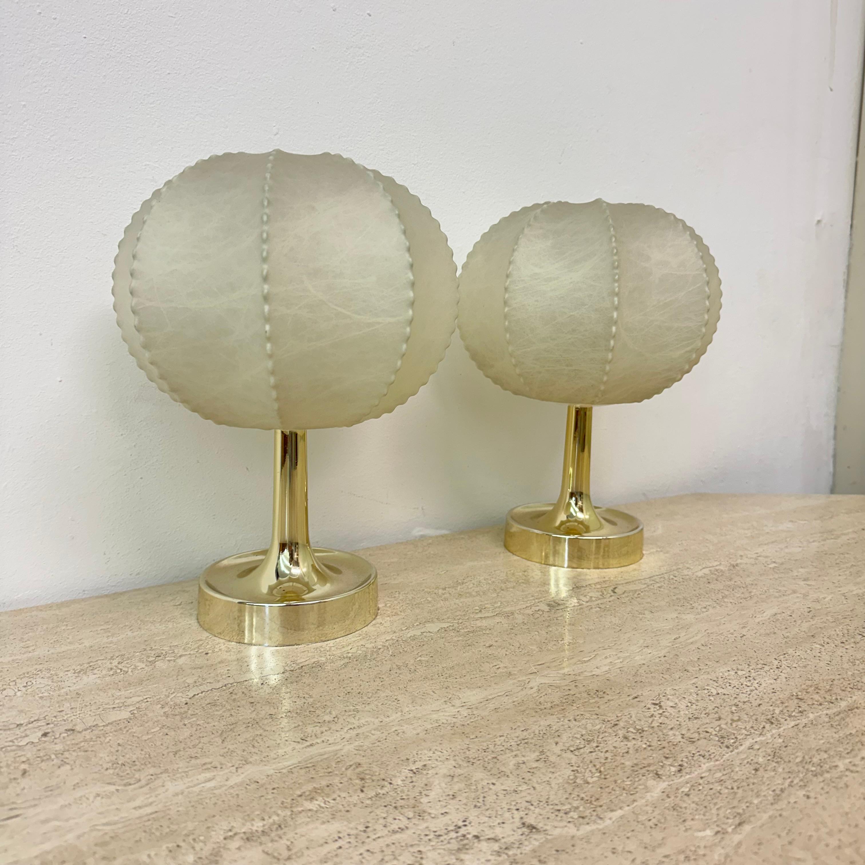 Paar Cocoon Tischlampen von Alfred Wauer für Goldkant, 1960er Jahre (Mitte des 20. Jahrhunderts)