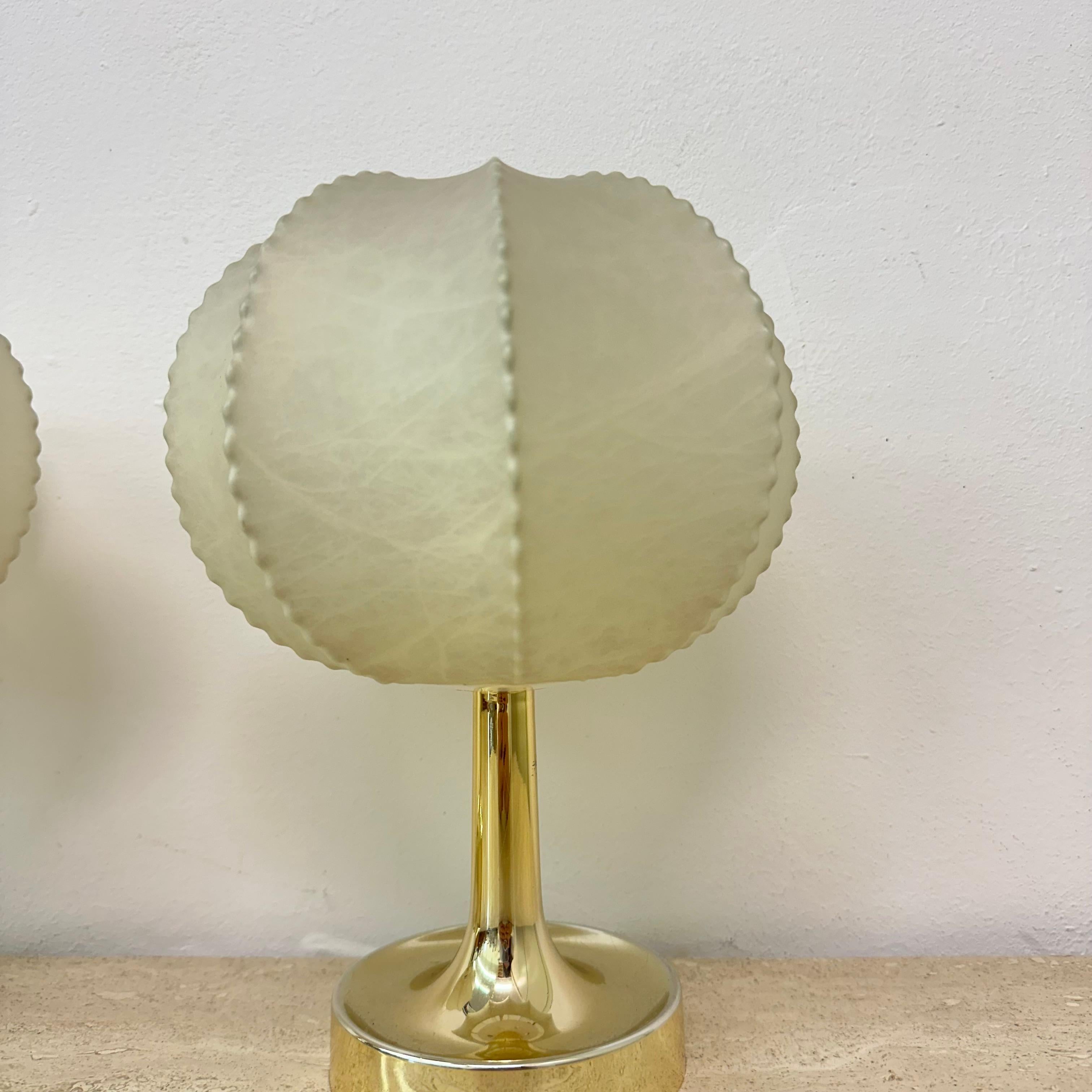 Paar Cocoon Tischlampen von Alfred Wauer für Goldkant, 1960er Jahre 2