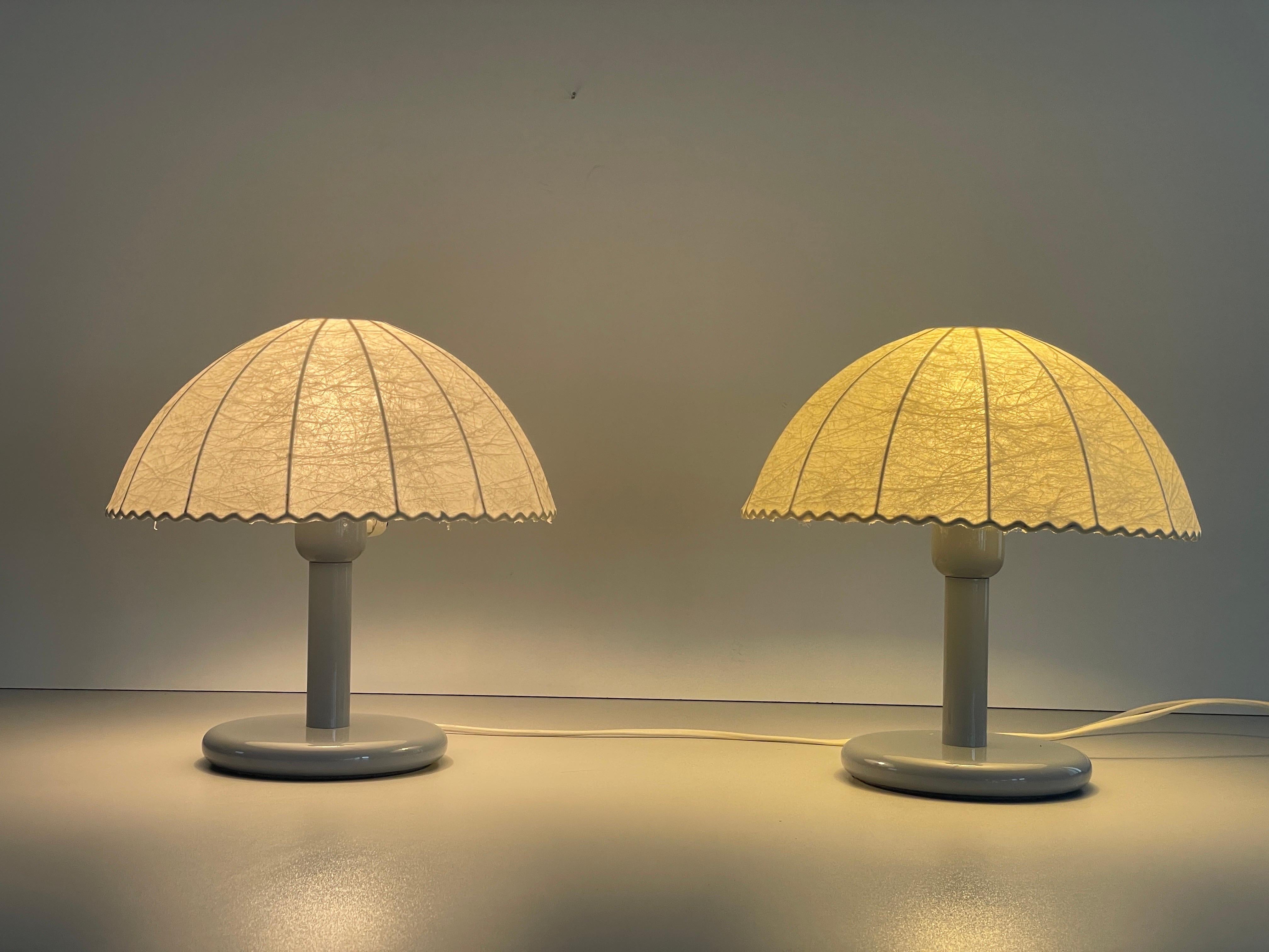 Pair of Cocoon Table Lamps with Grey Metal Base by GOLDKANT, 1960s, Germany For Sale 5