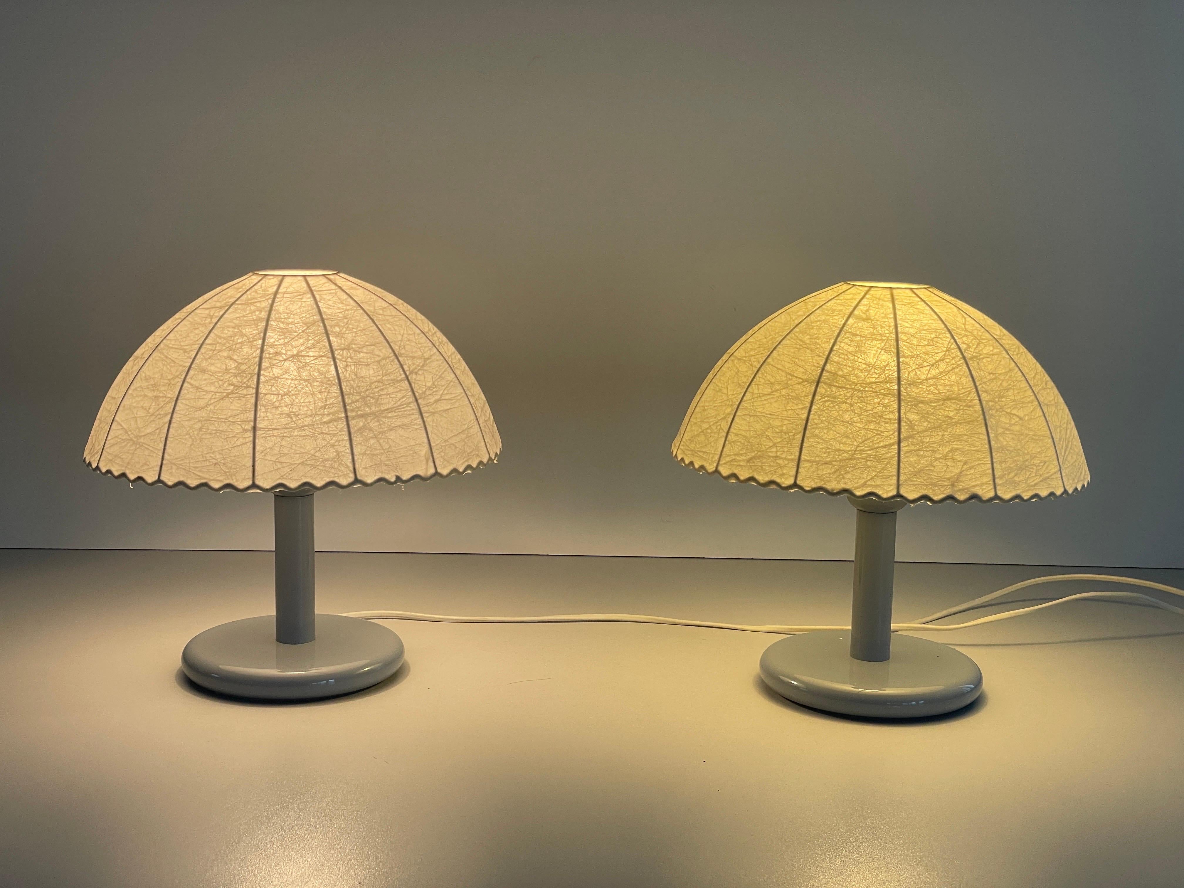 Pair of Cocoon Table Lamps with Grey Metal Base by GOLDKANT, 1960s, Germany For Sale 6