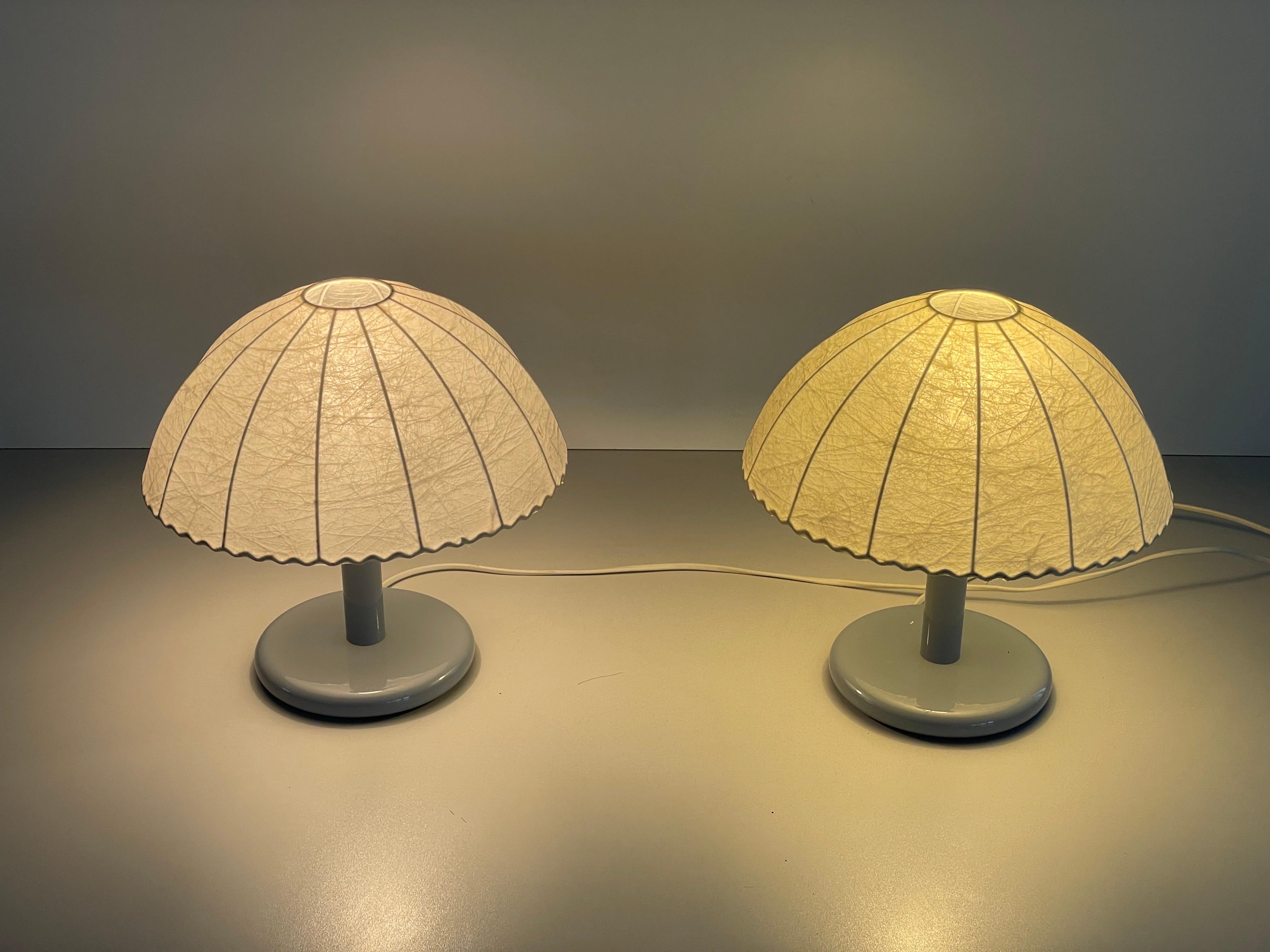 Pair of Cocoon Table Lamps with Grey Metal Base by GOLDKANT, 1960s, Germany For Sale 7